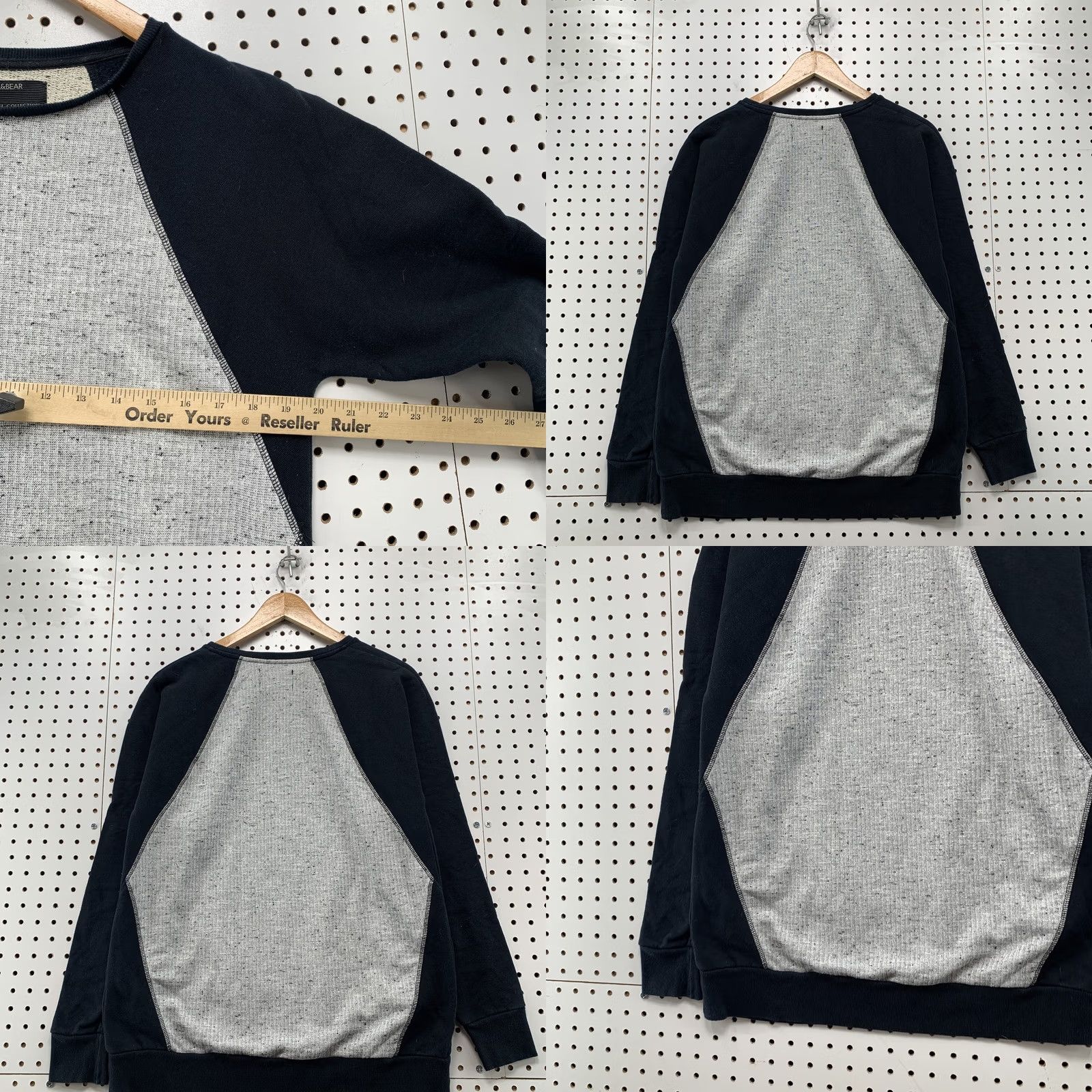 Vintage Pull&Bear Sweatshirt Womens Large Black Label Collection Gray Black Zip Pocket Size L / US 10 / IT 46 - 9 Thumbnail