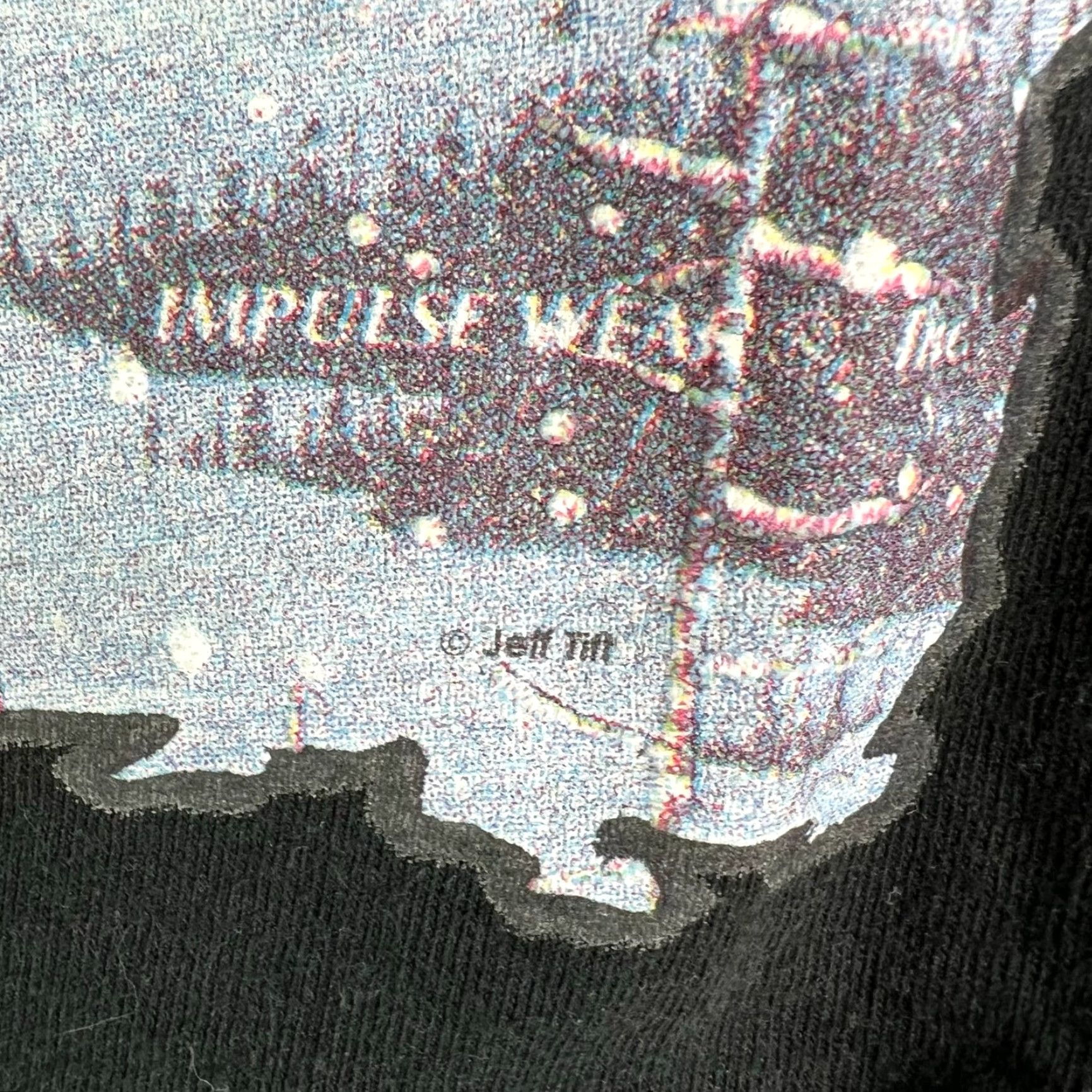 Jerzees VINTAGE JERZEES T-SHIRT Black 2XL Puff Print Winter Wolf Jeff Tift Mens Size 2XL Crew Neck Graphic Print Short Sleeve Logo Wolf Theme Animals Art Size US XXL / EU 58 / 5 - 4 Thumbnail