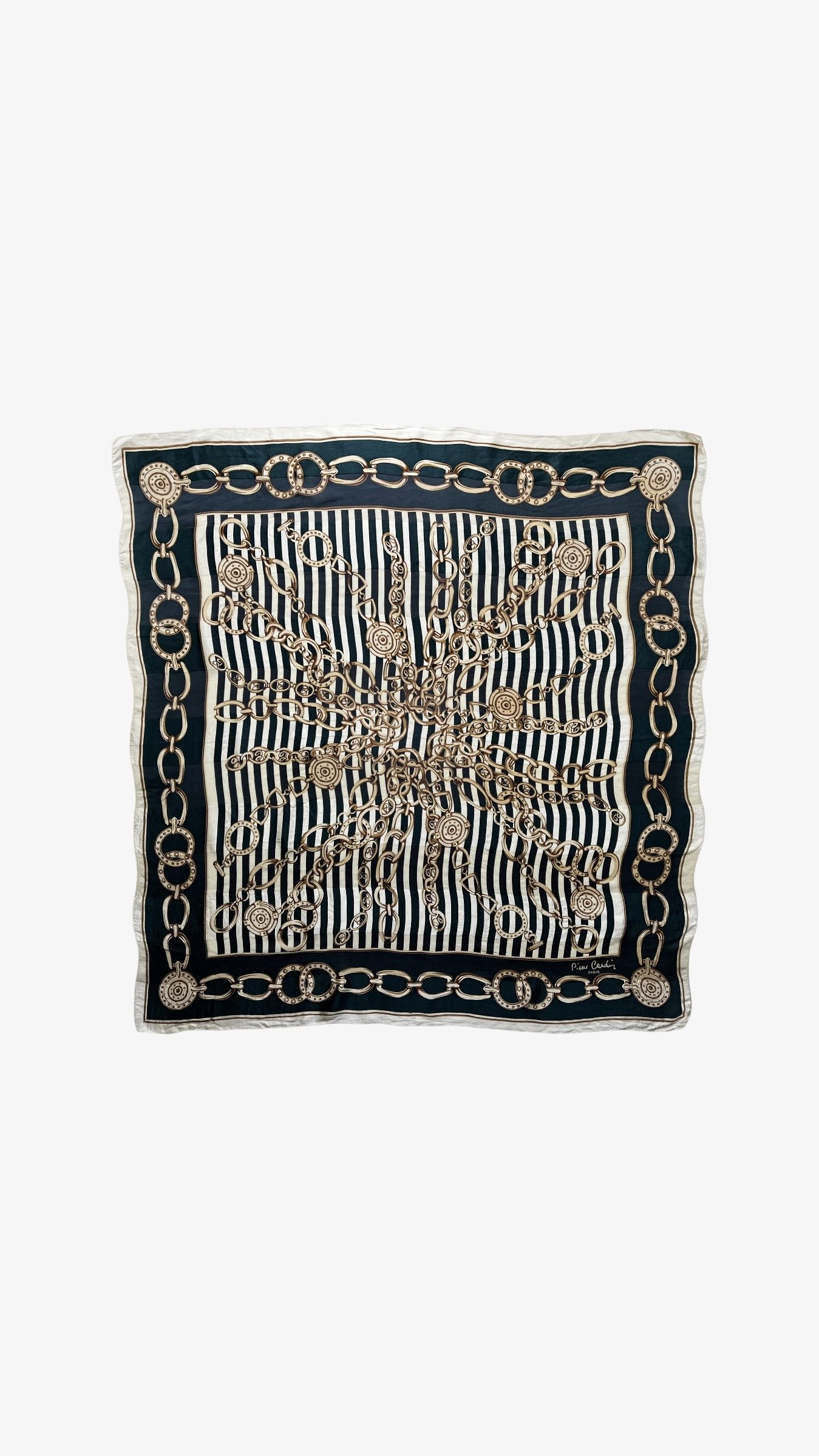 Pierre Cardin Vintage 90s Pierre Cardin Equestrian Chain Print Silk Scarf Size ONE SIZE - 1 Thumbnail