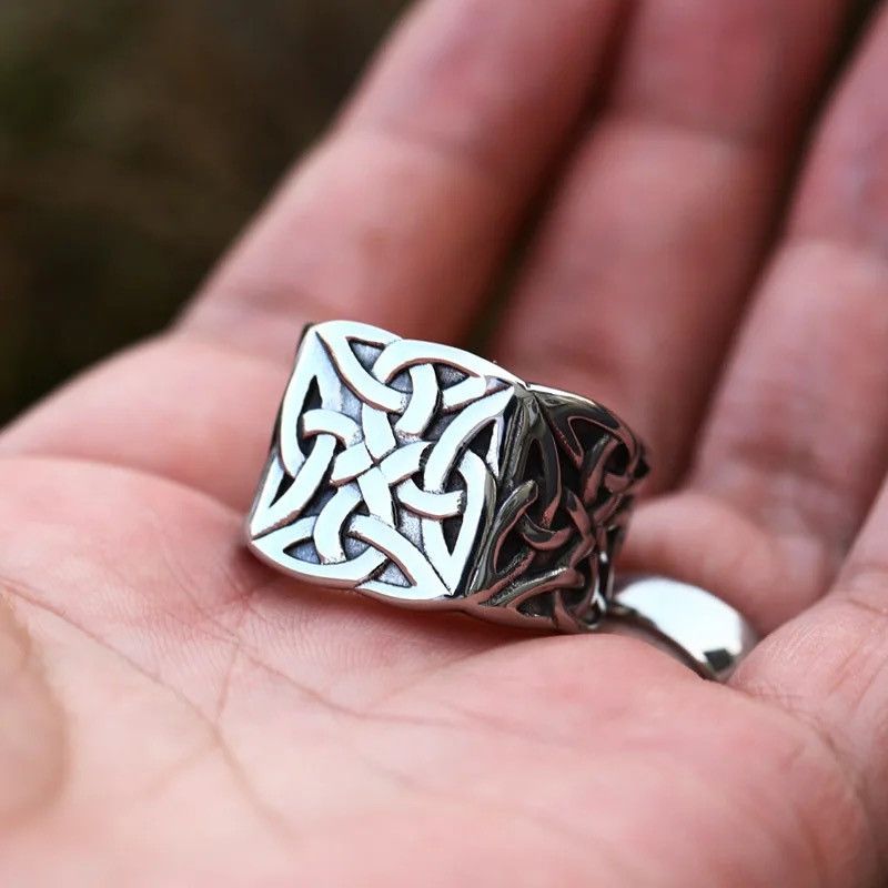Jewelry × Vintage Stainless Steel Classic Celtic Totem Square Ring Size ONE SIZE - 4 Thumbnail