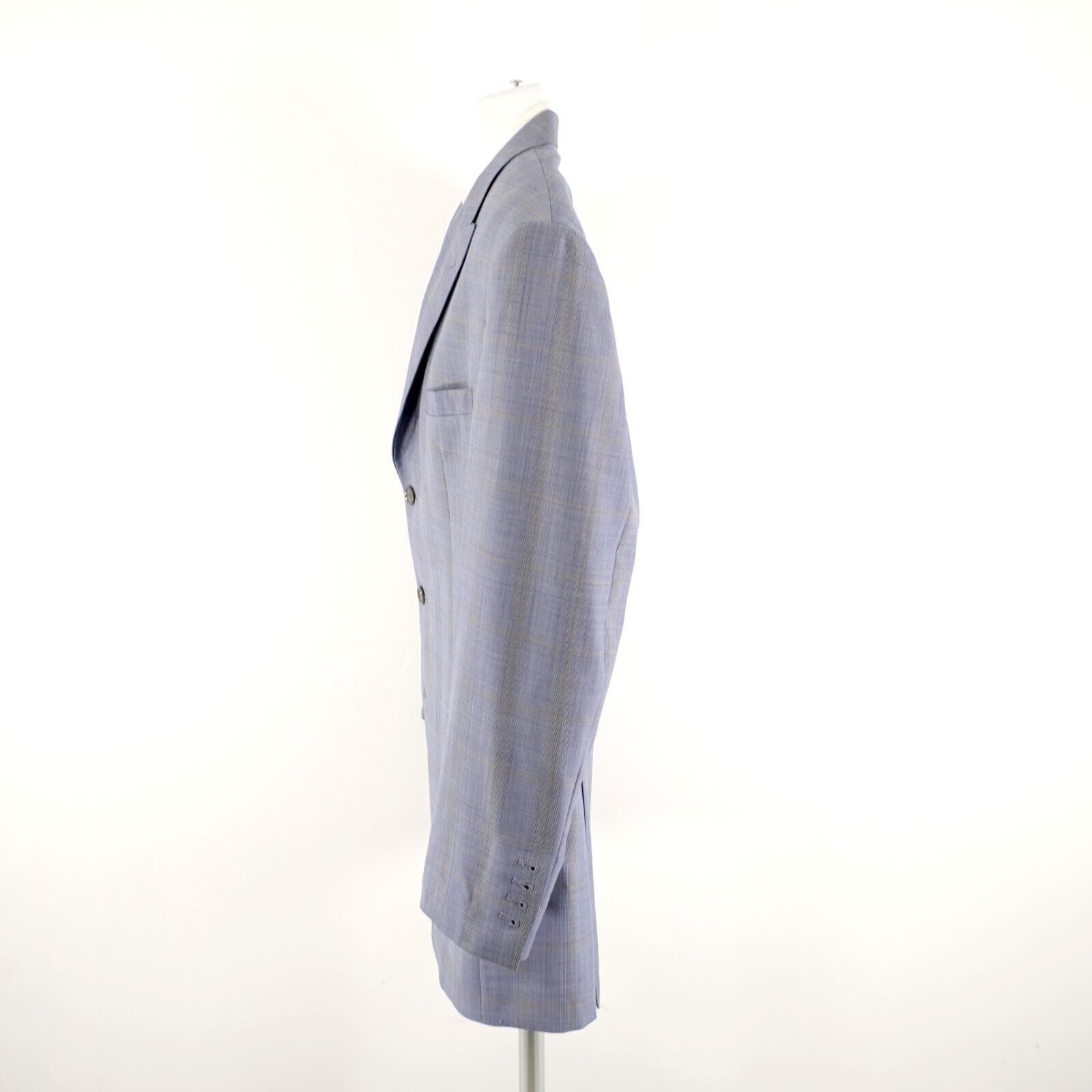 Vitale Barberis Canonico Vitale Barberis Canonico Super 140s Blue Plaid 2 Piece Vest Size 42L - 7 Thumbnail