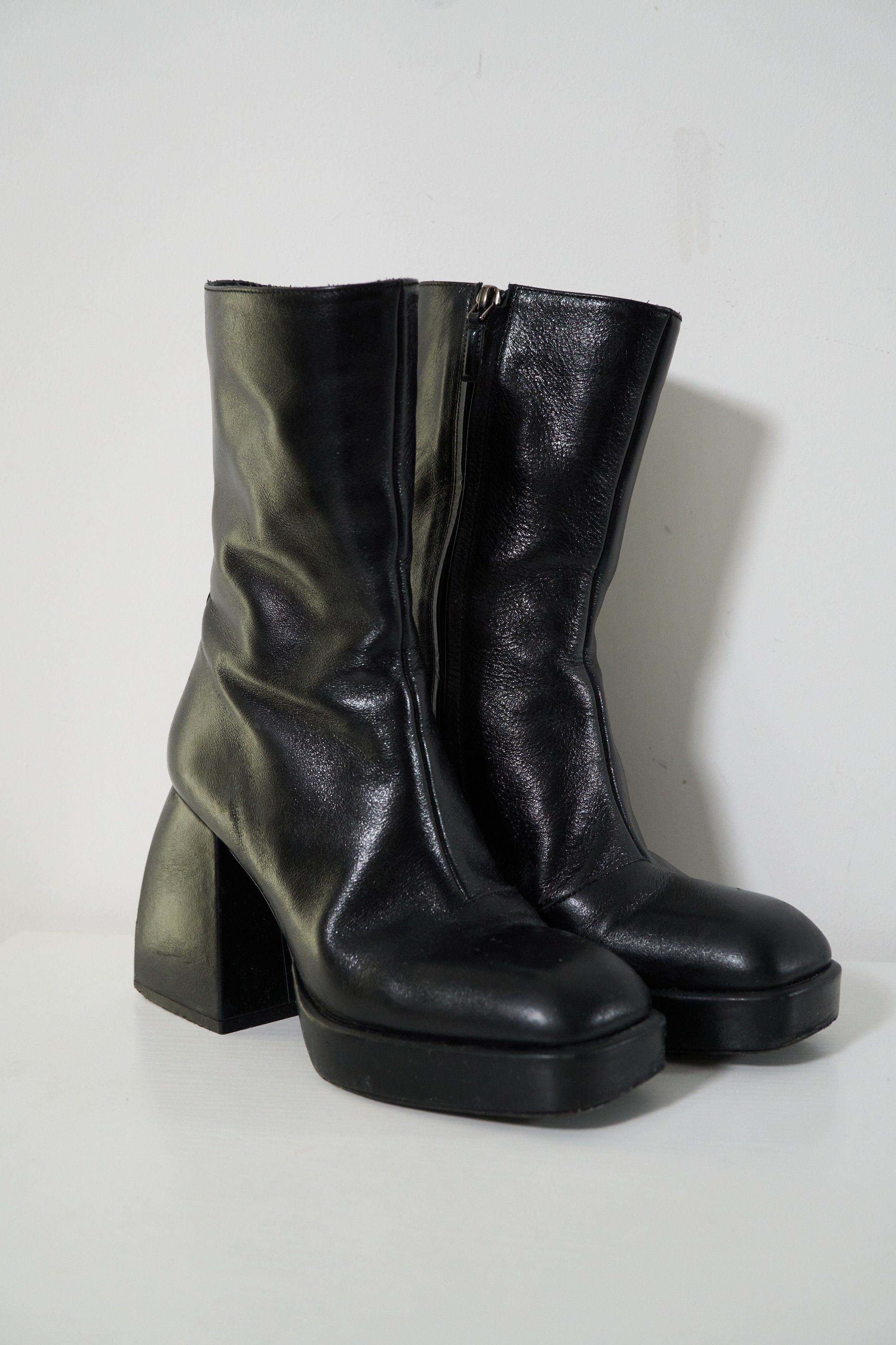 Nodaleto Nodaleto shiny leather block heel boots Size US 8 / IT 38 - 1 Thumbnail
