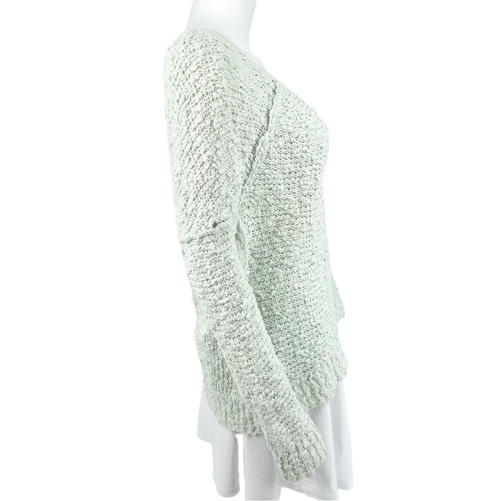 Free People Free People Songbird Boucle Knit V-Neck Sweater Mint Size XS Size XS / US 0-2 / IT 36-38 - 4 Thumbnail