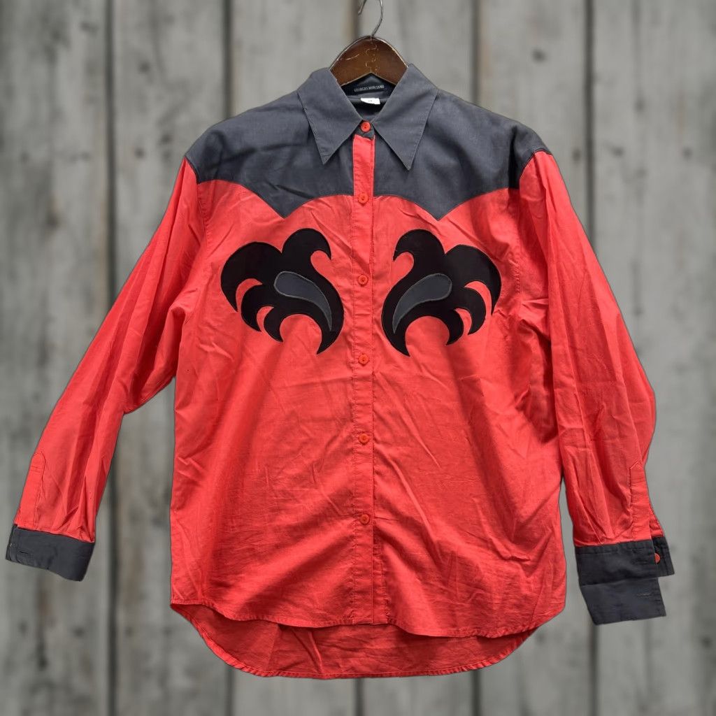 Vintage VINTAGE Georges Marciano Shirt Men M Red Black Western Yoke Graphic 90s Shirt Mens Medium Red Black Western 90s Size US M / EU 48-50 / 2 - 1 Thumbnail