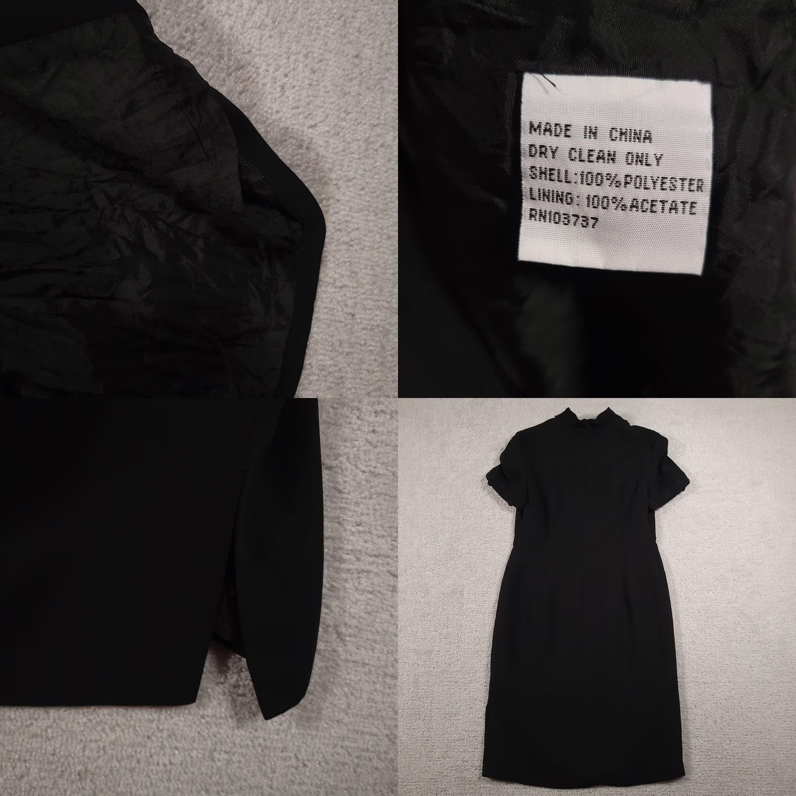 Talbots Talbots Dress Womens 4 Petite Sheath Short Sleeve Formal Elegant Black Cap Sleeve Zip Back Split V Neck / Knee Length Dress Size 27" / US 4 / IT 40 - 9 Thumbnail