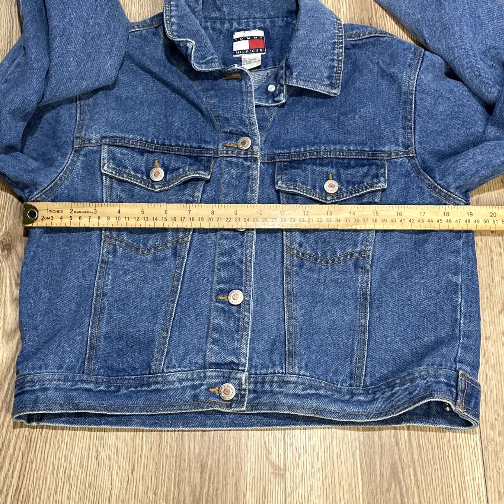 Tommy Hilfiger VINTAGE Tommy Hilfiger Denim Jacket Ladies Size L Blue Cropped Long Sleeve Pockets Womens Size L / US 10 / IT 46 - 5 Thumbnail