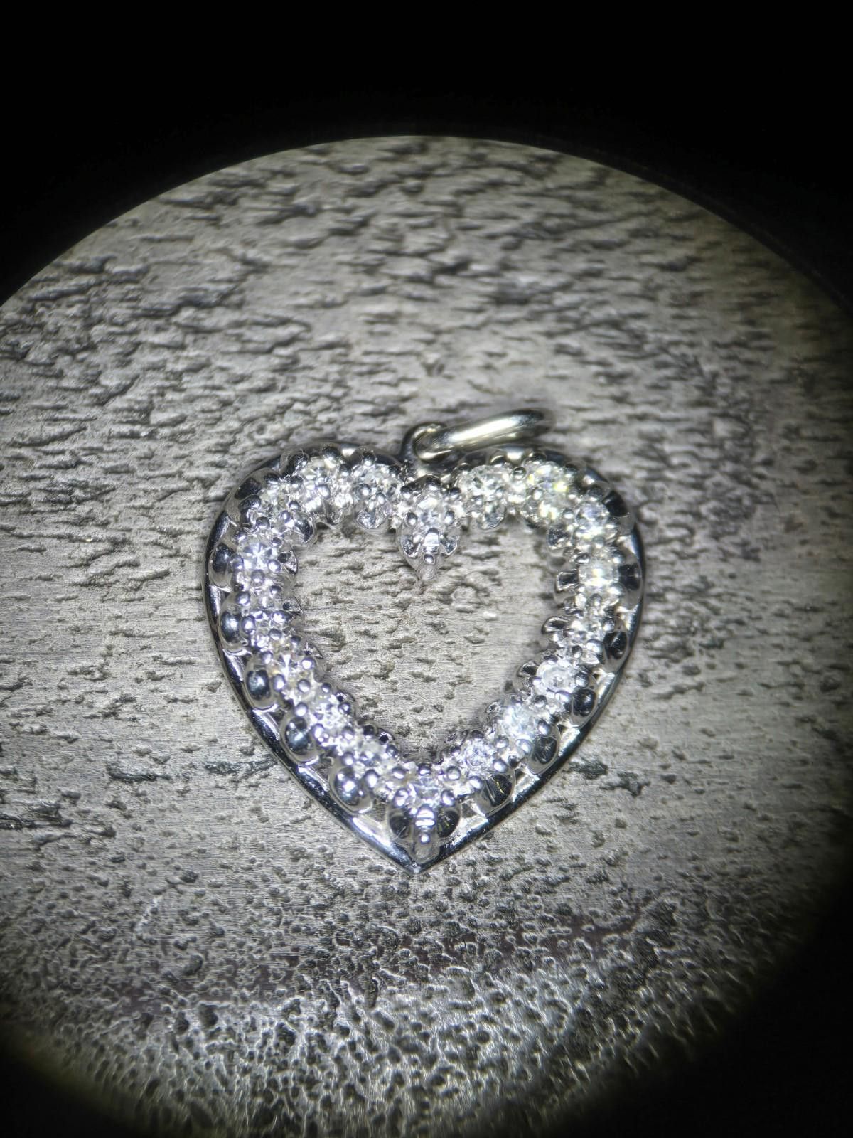 The Unbranded Brand 14k White Gold Diamond Open Heart Pendant 18 Stone Size ONE SIZE - 1 Thumbnail