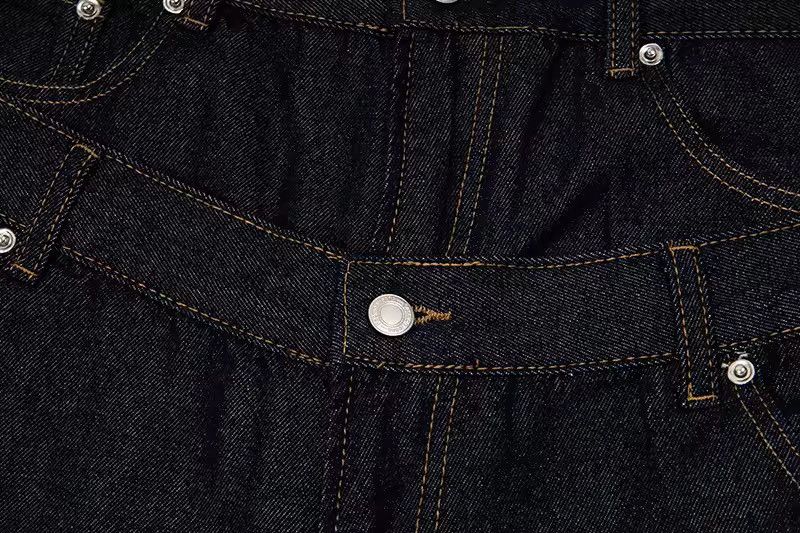 Jean Streetwear Rivets Double Waisted Denim Shorts Jorts Size US 31 - 4 Thumbnail