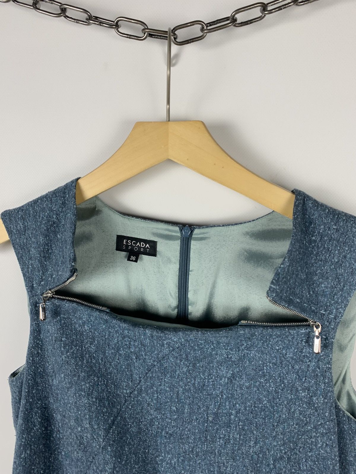 Escada Sport Escada Sport Midi Ladies Dress Top Zip Blue Size 36Silk Wool Size XS / US 0-2 / IT 36-38 - 14 Thumbnail