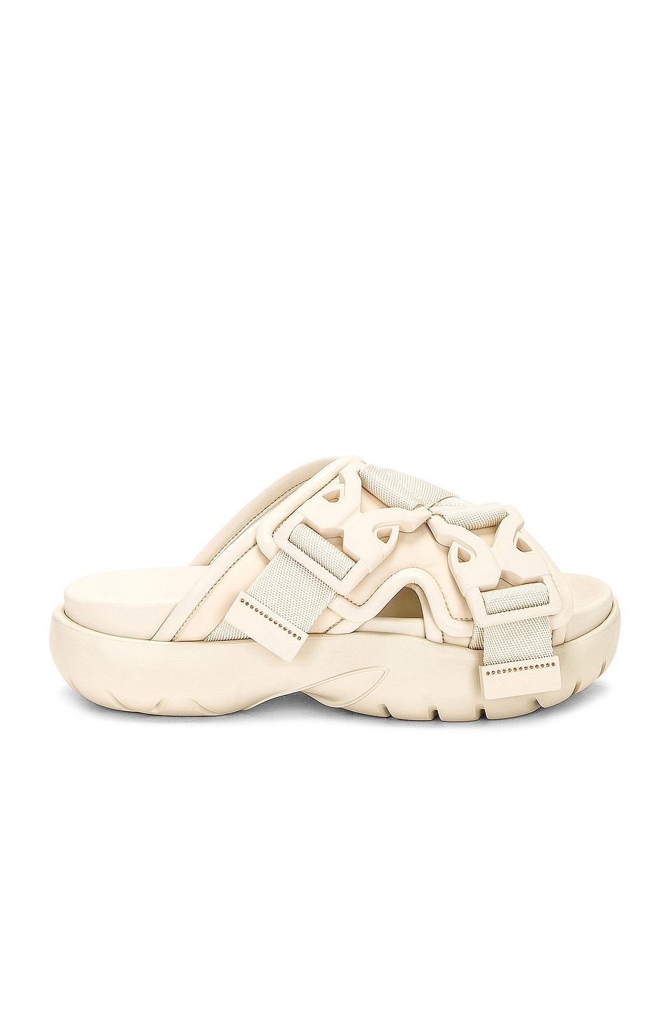Snap Slide Sandals in Beige