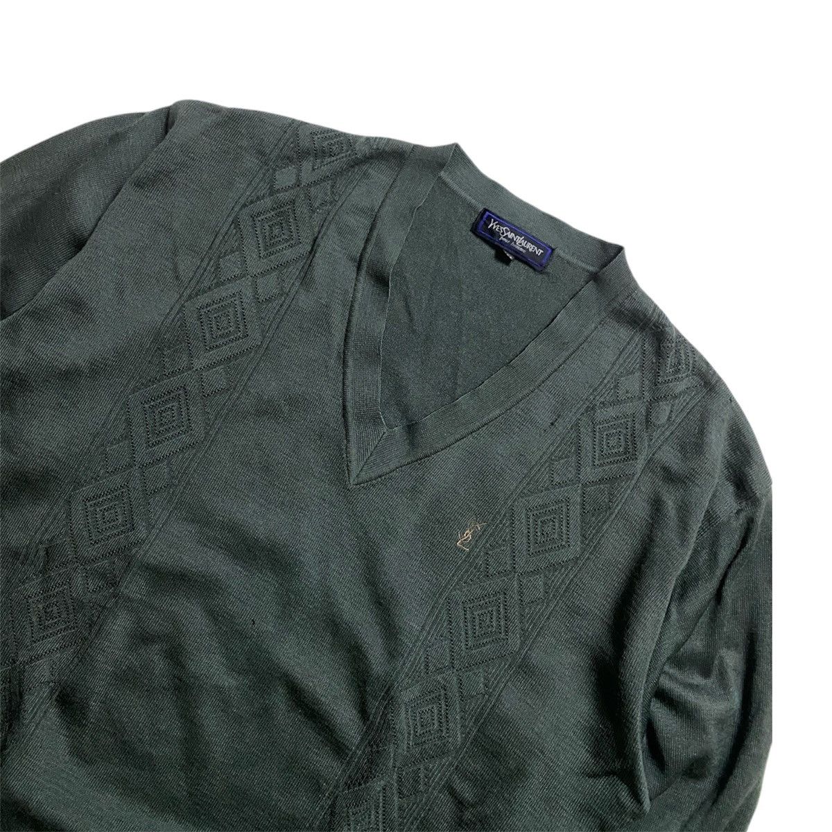 Yves Saint Laurent YSL Yves Saint Laurent knitwear v neck sweater pattern coogi Size US L / EU 52-54 / 3 - 2 Thumbnail