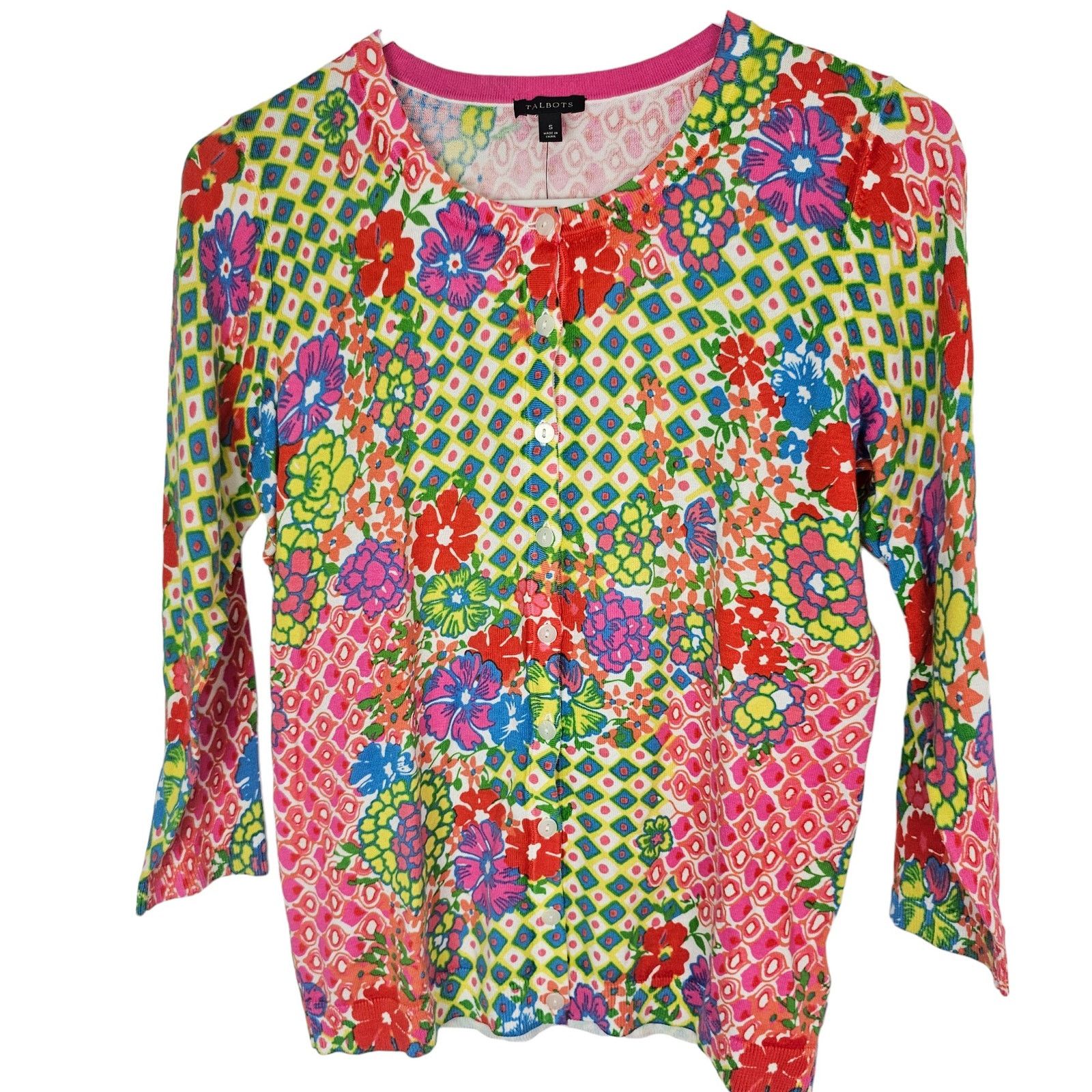 Robert Talbott Talbots Womens Floral Sweater Size S Crewneck Abstract Size S / US 4 / IT 40 - 1 Thumbnail