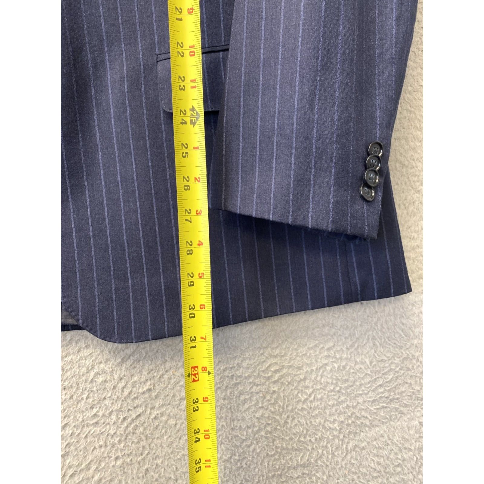 Sean John Sean John Blazer - Men’s Modern-Fit Striped Navy 48R Short Jacket 2-Button Peak Lapel Slim Suit Coat, Navy, Regular Mens Badged 131-9 Size 48R - 3 Thumbnail