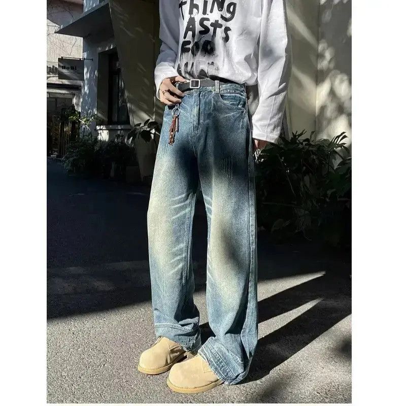 Japanese Brand Retro loose washed gradient wide leg jeans Size US 32 / EU 48 - 4 Thumbnail