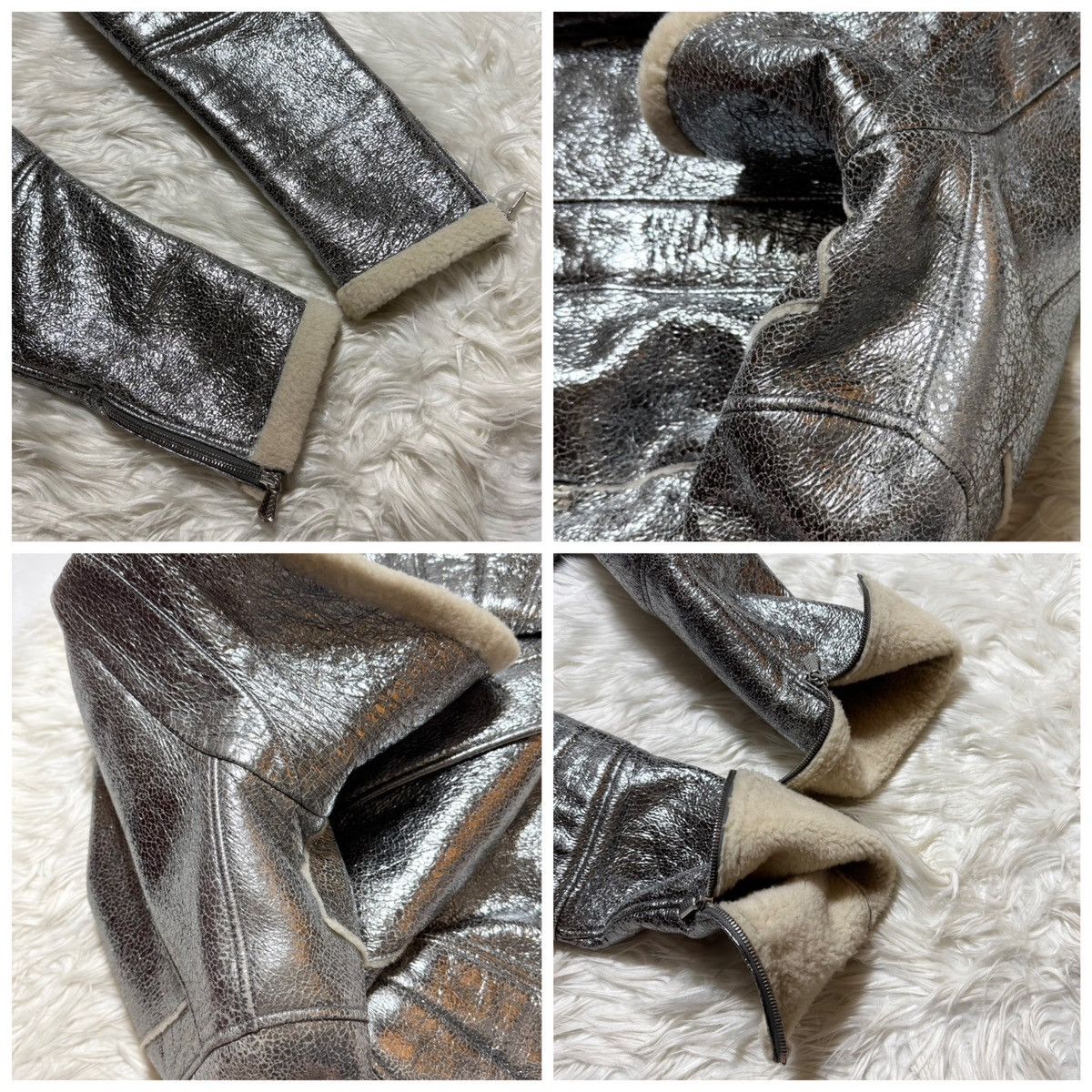 Bottega Veneta RARE Bottega Veneta Shearling Metallic Leather Biker Jacket Size US M / EU 48-50 / 2 - 4 Thumbnail