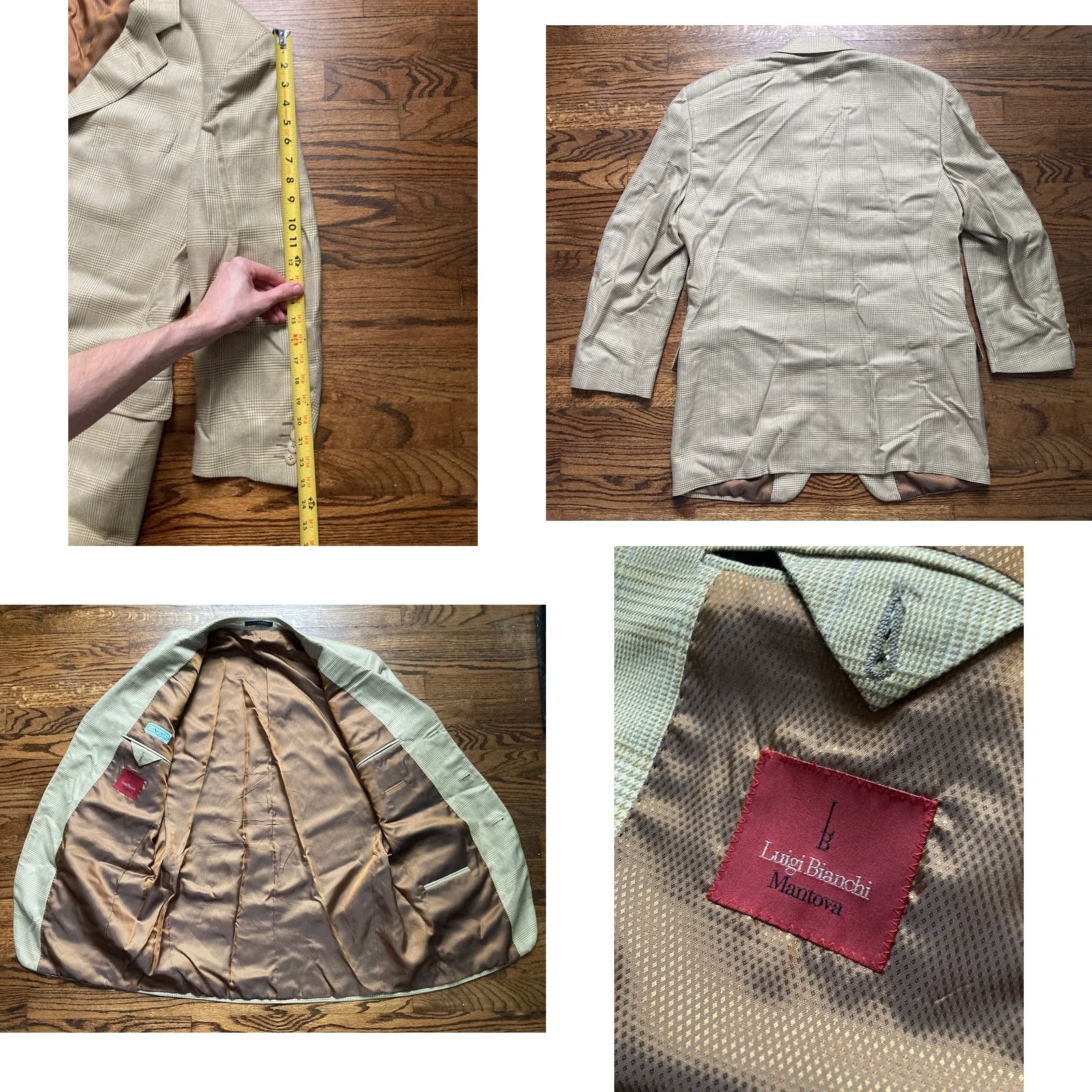 Luigi Bianchi Luigi Bianchi Mantova Blazer Mens 40R Bamboo Notch Lapel Plaid Beige Italy Jacket Coat Regular Button Two-Button Size 40R - 8 Thumbnail