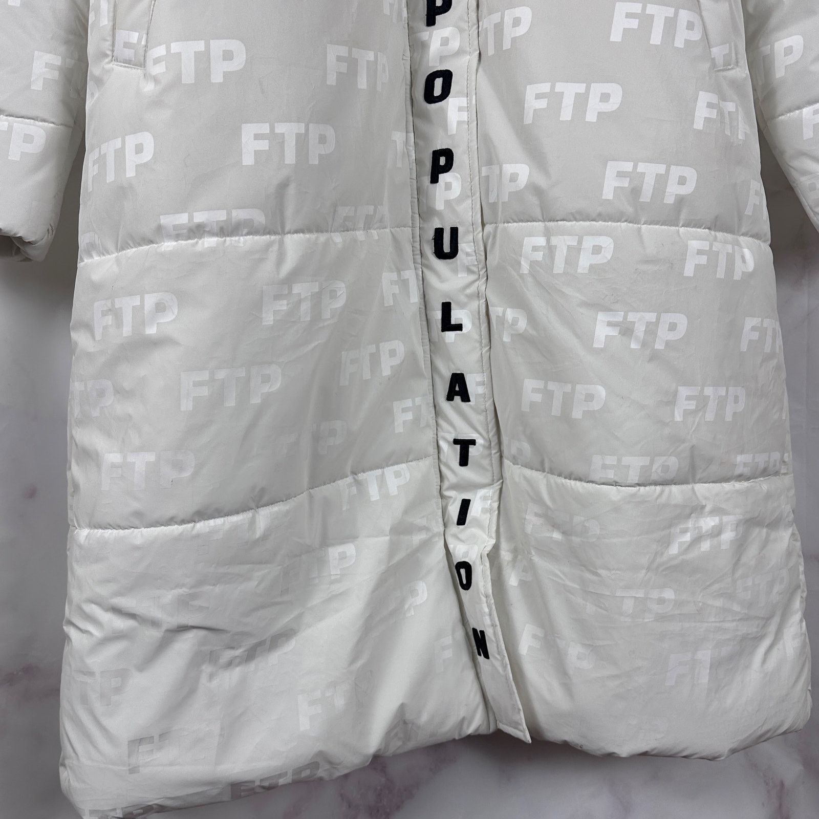 Fuck The Population FTP White Reflective Puffer Trench Coat Size US L / EU 52-54 / 3 - 5 Thumbnail