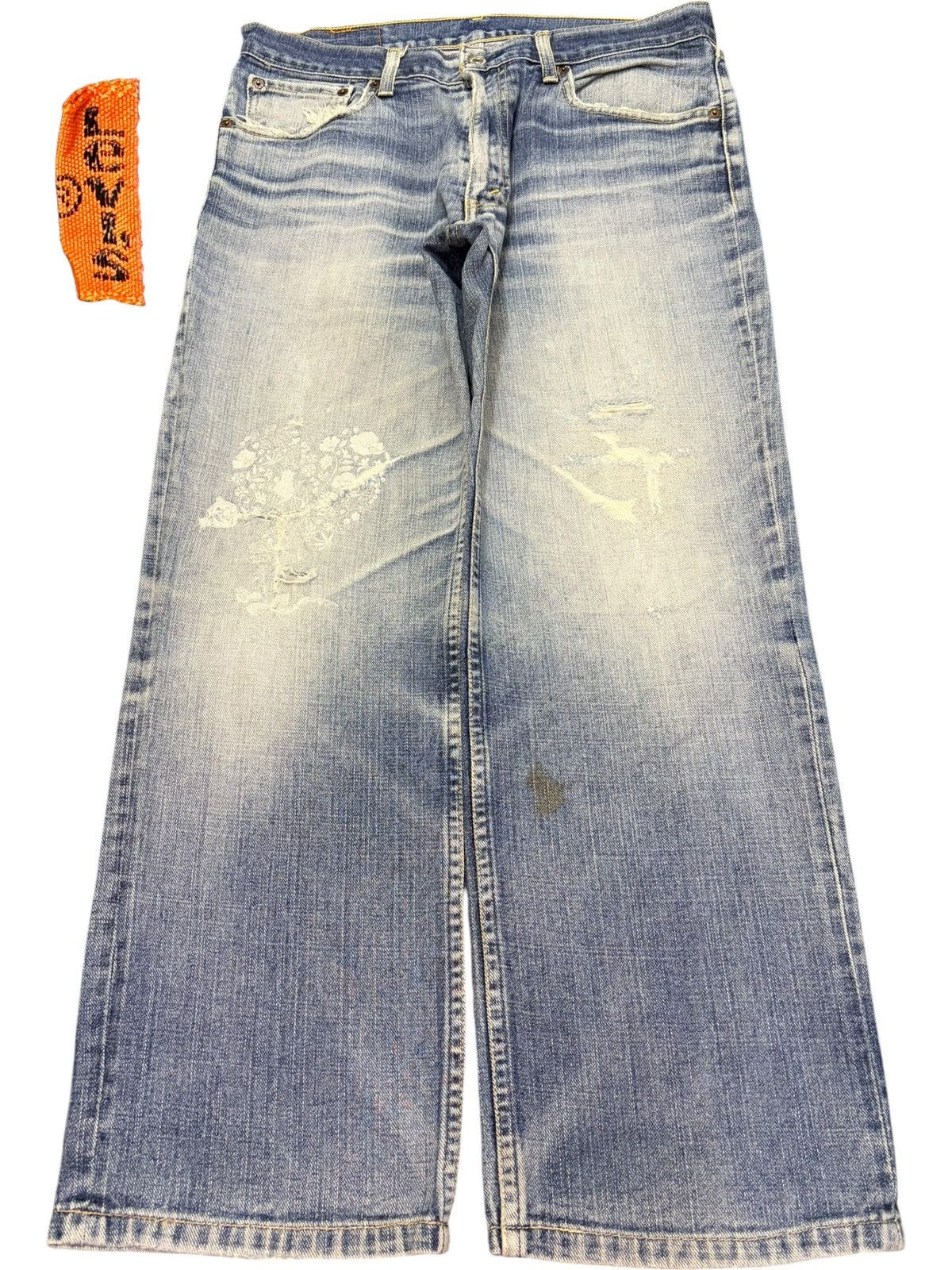 Levi's Vintage 90s Levis 533 Orange Tab Floral Distress Baggy Jeans Size 33" - 1 Thumbnail