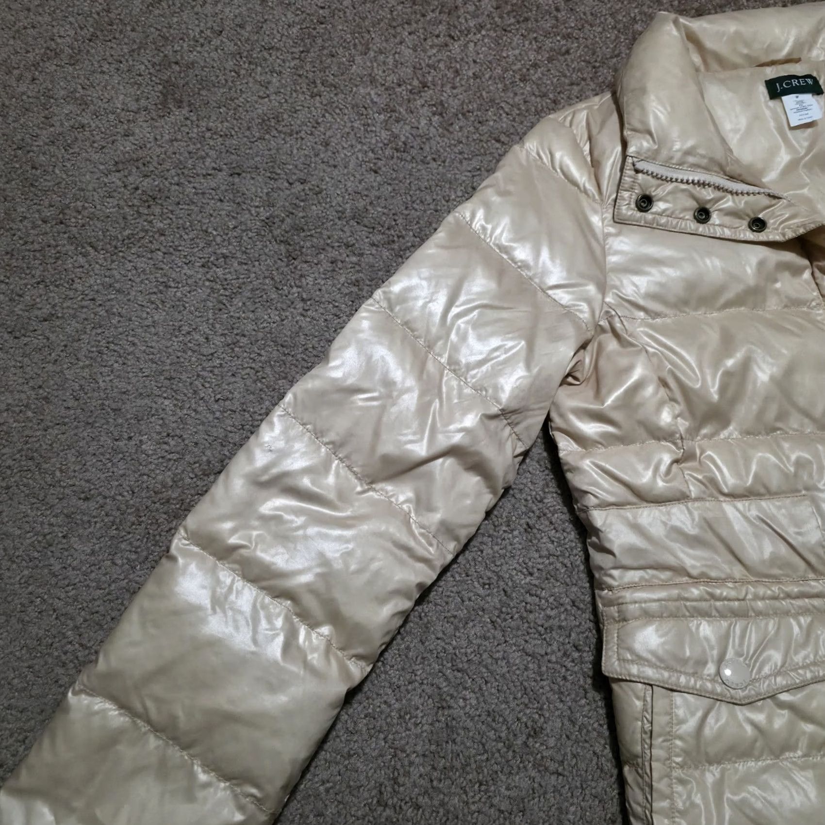 J.Crew J Crew Puffer Jacket Cream Beige Womens Medium Down Zip Snap Button Size M / US 6-8 / IT 42-44 - 6 Thumbnail