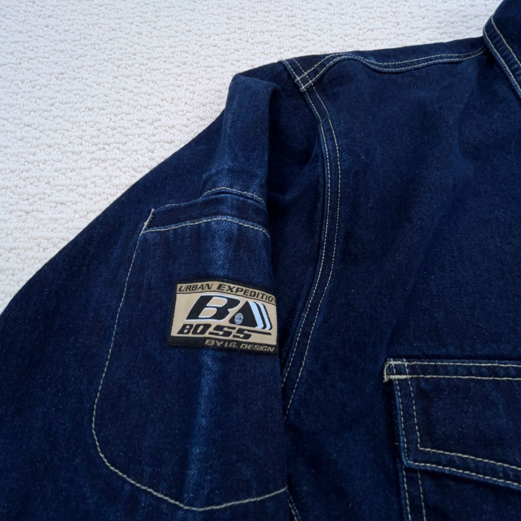 Vintage VINTAGE Boss Denim Jacket Men XL Chore Barm Urban Expedition Hip Hop USA Motorcycle Hipster Baggy Denim Jacket Men XL Blue Size US XL / EU 56 / 4 - 5 Thumbnail