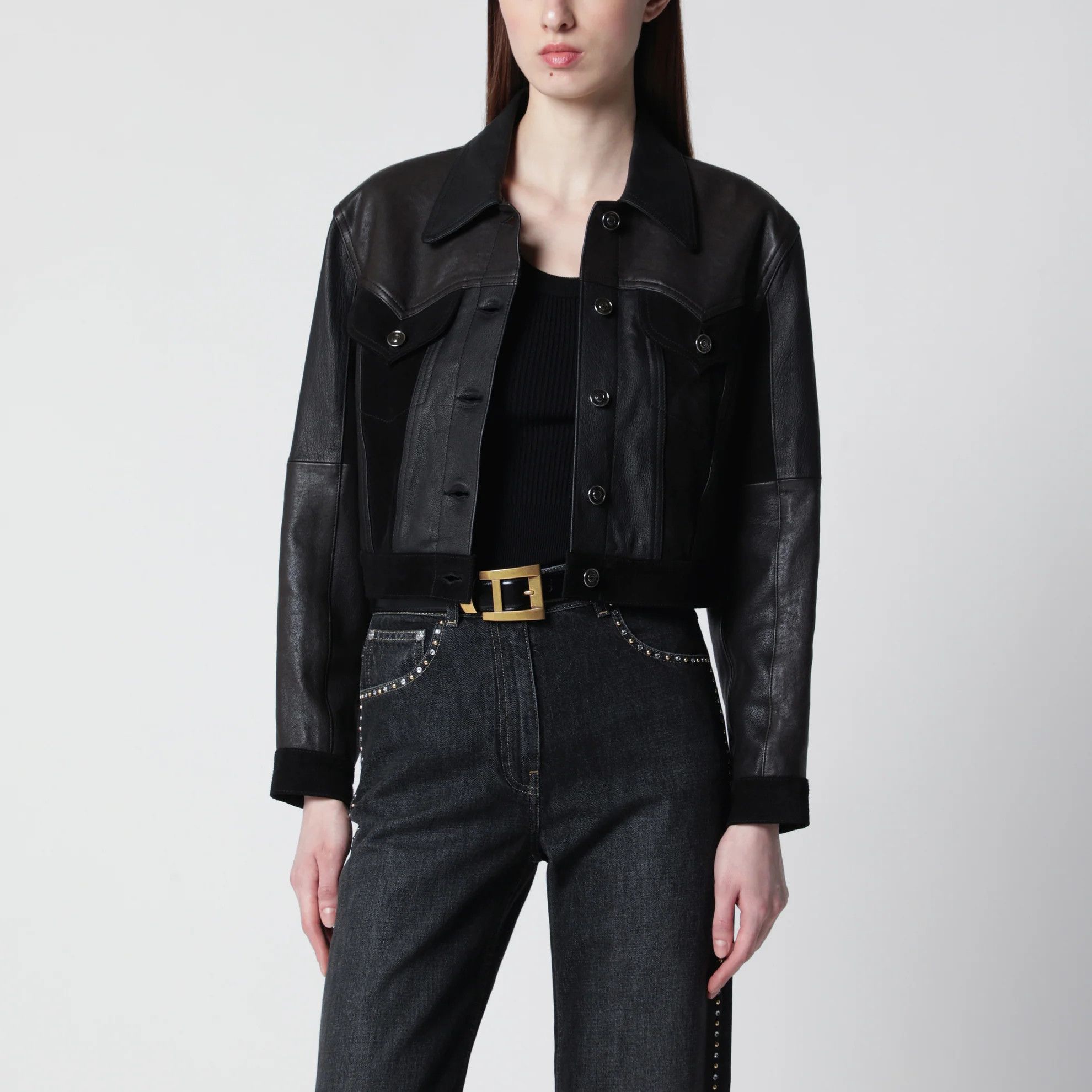Versace o1d2blof0426 Leather Blouson in Black Size S / US 4 / IT 40 - 1 Thumbnail