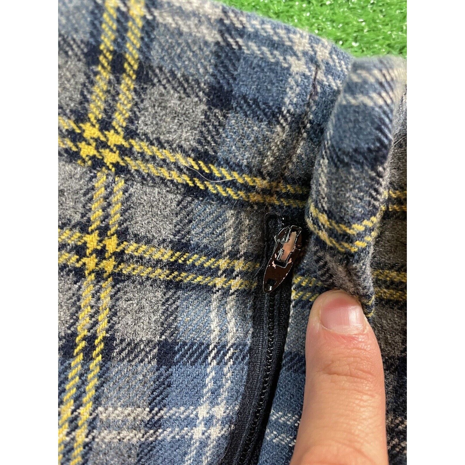 Vintage Vintage 70s Blue Green Plaid 36 32 Trousers Pants USA Talon Size US 35 - 4 Thumbnail
