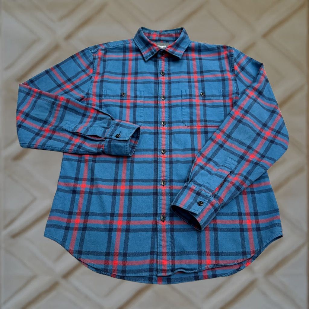 Bonobos Bonobos Slim Flannel Shirt Mens M Blue Plaid Long Sleeve Button-Up Classic, Preppy, Cotton Full Size Regular Size US M / EU 48-50 / 2 - 1 Thumbnail