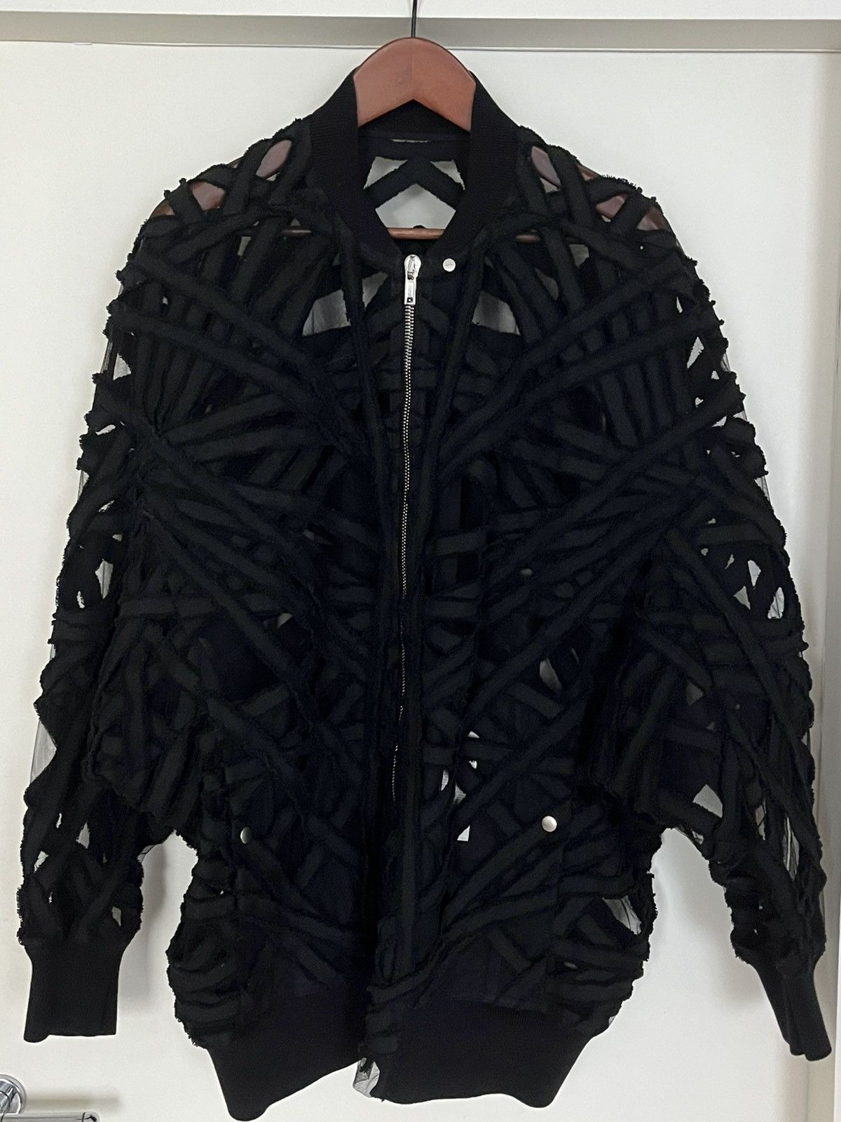 Rick Owens 3105€ Peter Flight Bomber Jacket Tulle 🆕 Size L / US 10 / IT 46 - 23 Thumbnail