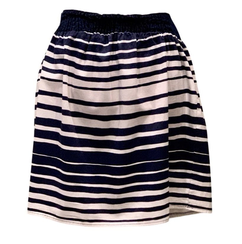 Other Maurices Navy & White Striped Skirt Size Large Smocked Waist Size 42" / US 20 - 2 Thumbnail