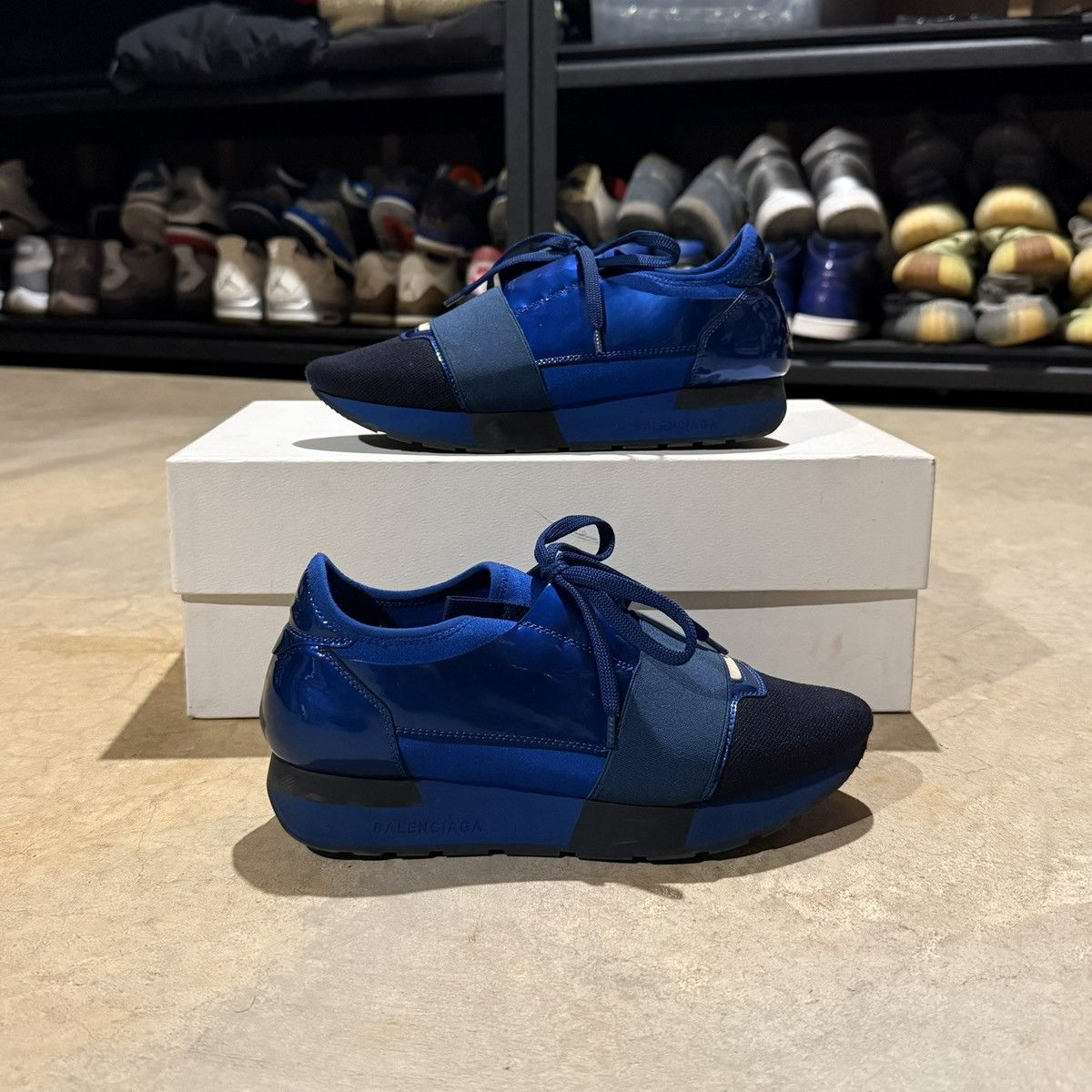 Balenciaga Balenciaga Race Runner Patent Leather Mesh Sneakers EU 37 Size US 7 / IT 37 - 1 Thumbnail
