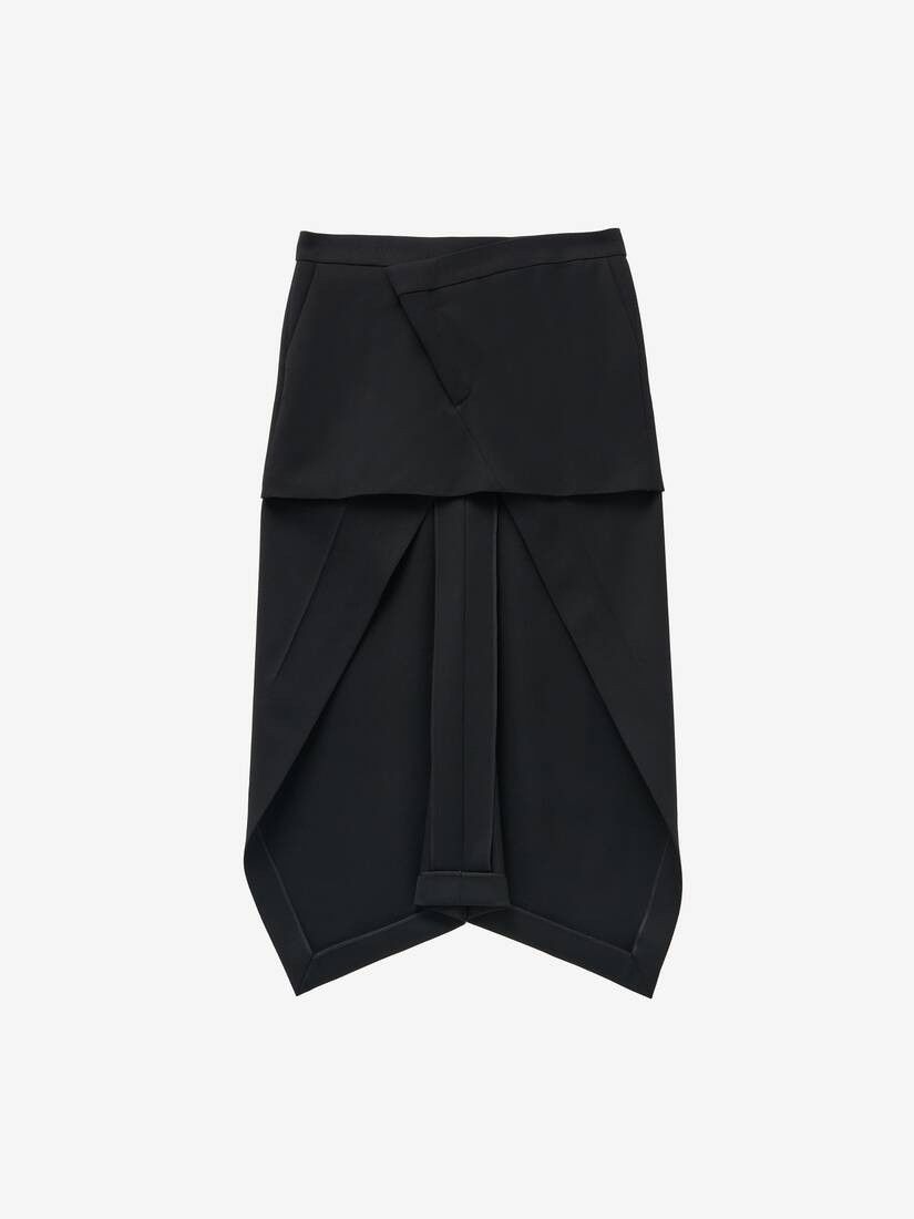 Alexander McQueen o1srvl11e0326 Asymmetric Skirt in Black Size 25" / US 0 / IT 36 - 1 Thumbnail