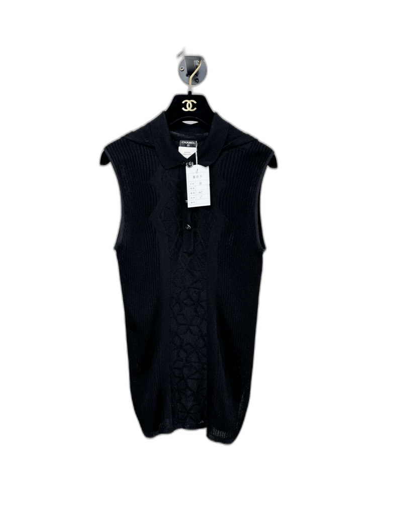 Chanel Chanel Knitted Sleeveless Top in Black Size M / US 6-8 / IT 42-44 - 1 Thumbnail