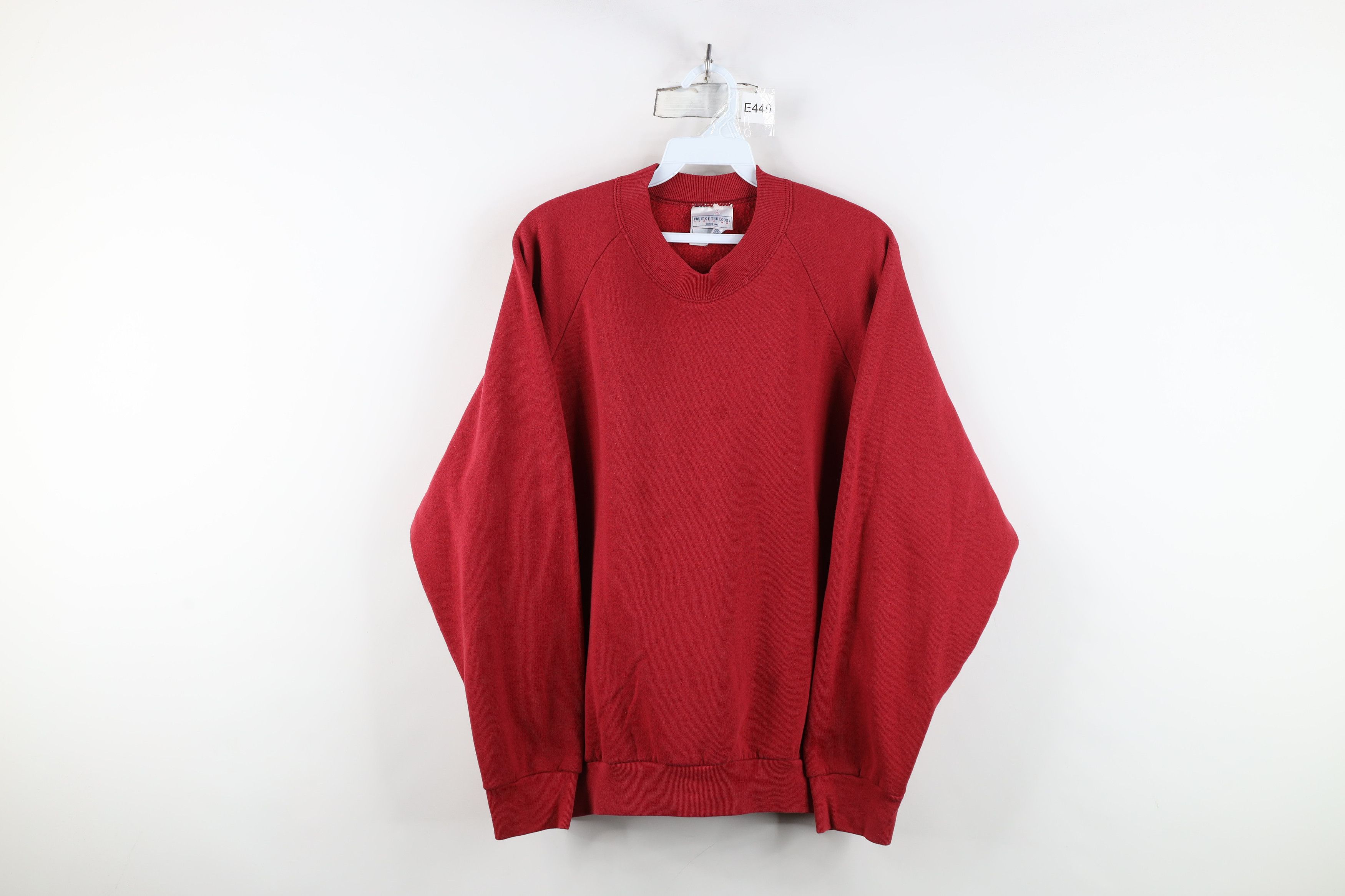 Vintage Vintage 90s Streetwear Blank Raglan Sweatshirt Red Size XL / US 12-14 / IT 48-50 - 1 Thumbnail