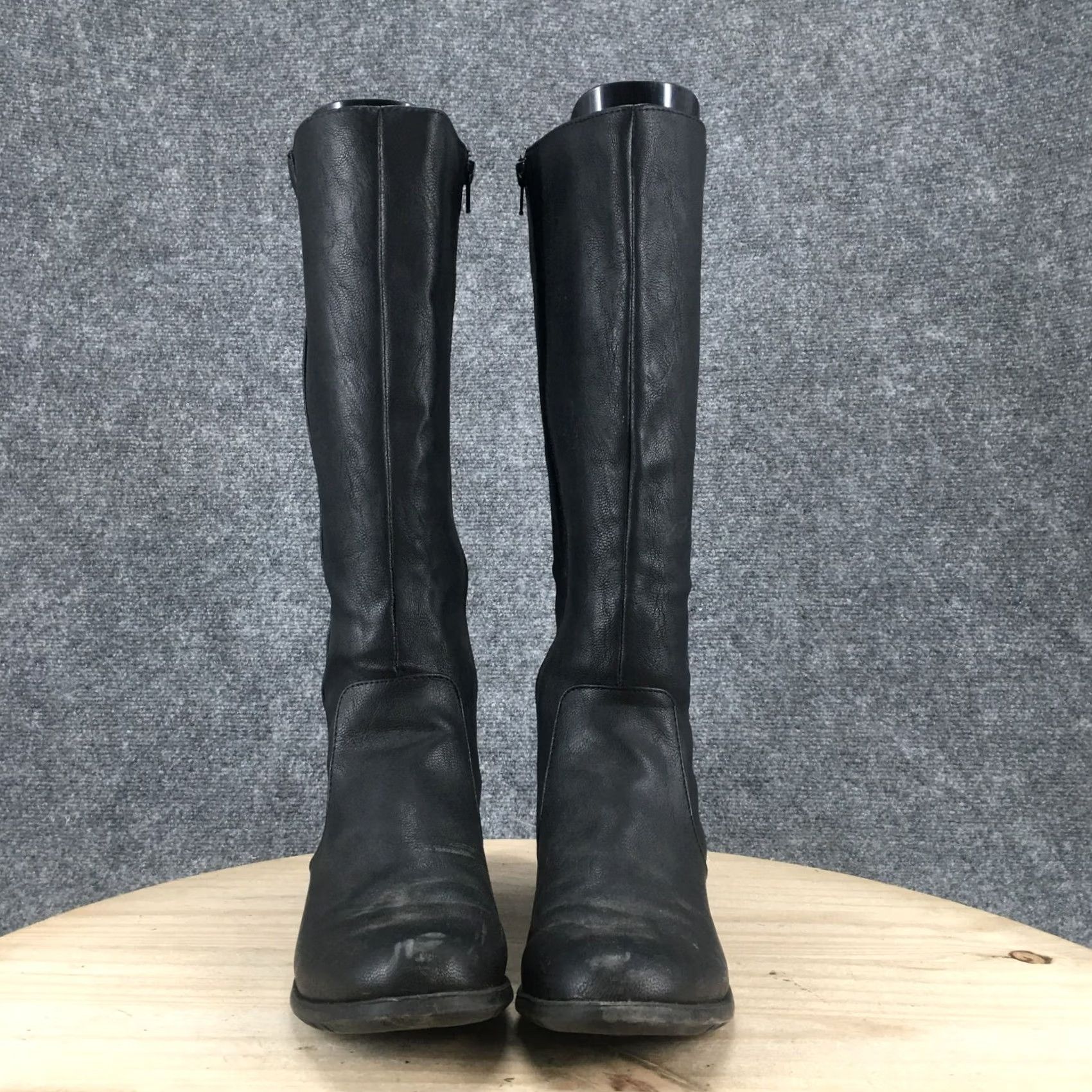 Vintage LifeStride Boots Womens 8 M Xyloid Tall Riding Black Faux Leather Side Zip Cuban - Luxury Fashion Size US 8 / IT 38 - 5 Thumbnail
