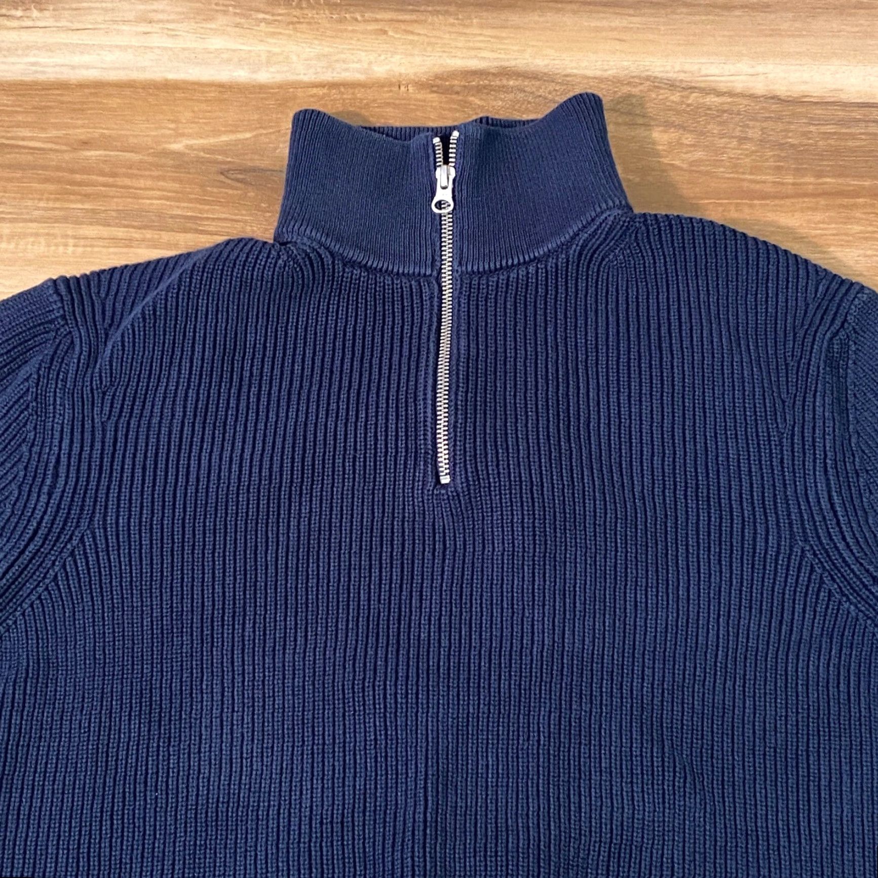 Zara Zara Quarter Zip Sweater Navy Blue Cotton XL Mens Mock Neck ribbed knit Pullover 100% Cotton Zipper Classic Casual Size US XL / EU 56 / 4 - 2 Thumbnail