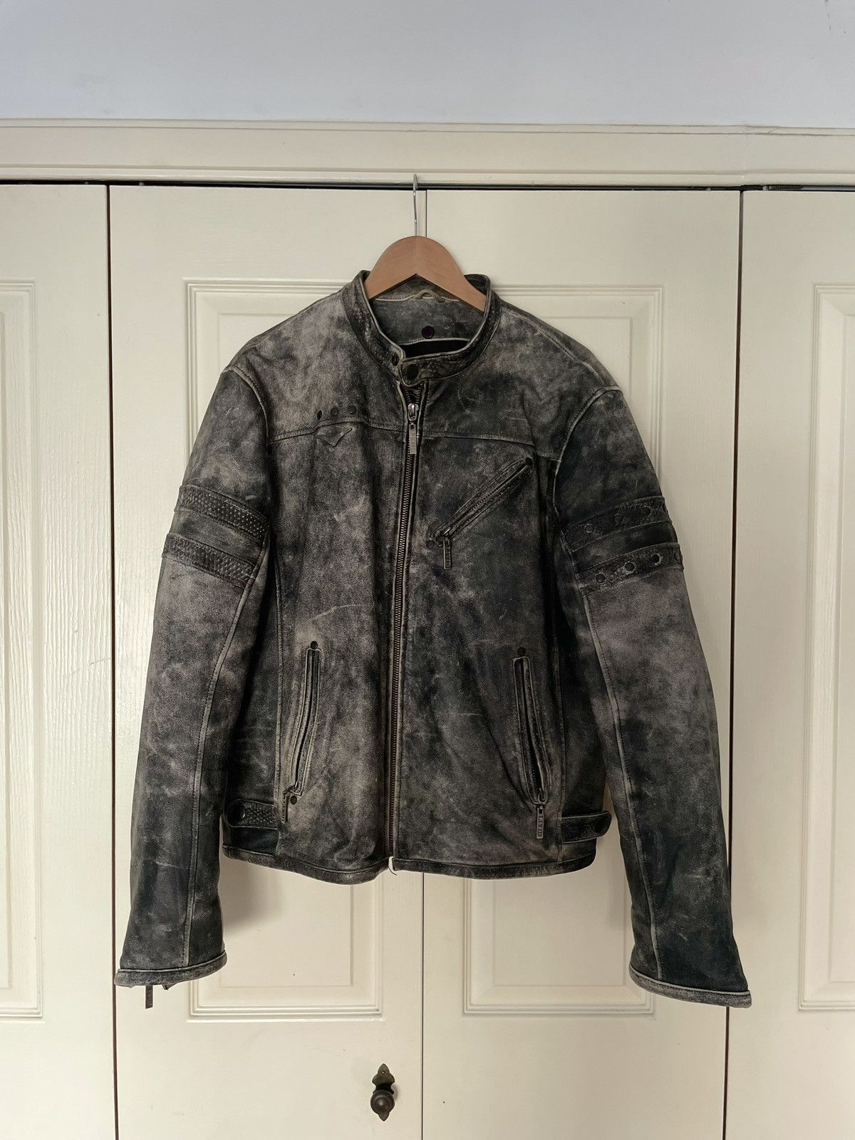 Vintage Distressed Grey Leather Rider Jacket Size US XL / EU 56 / 4 - 1 Thumbnail