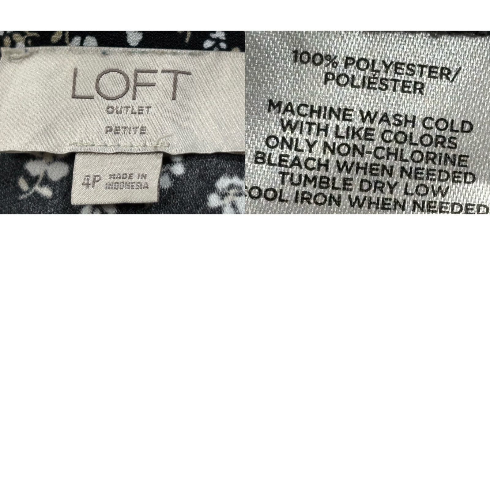 Loft LOFT Outlet Dress Womens Sz 4P Petite Black Ditsy Floral Midi Button Front Cottage Size S / US 4 / IT 40 - 8 Thumbnail