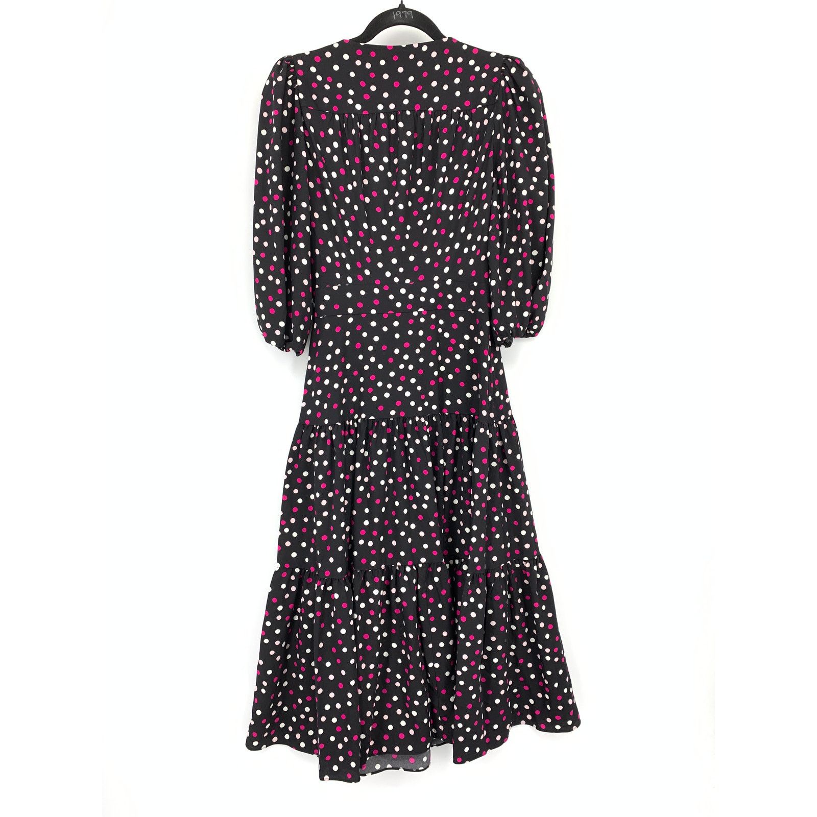 Kate Spade Kate Spade Glimmer Dot Wrap Dress M Black Pink Midi NEW Size M / US 6-8 / IT 42-44 - 2 Thumbnail