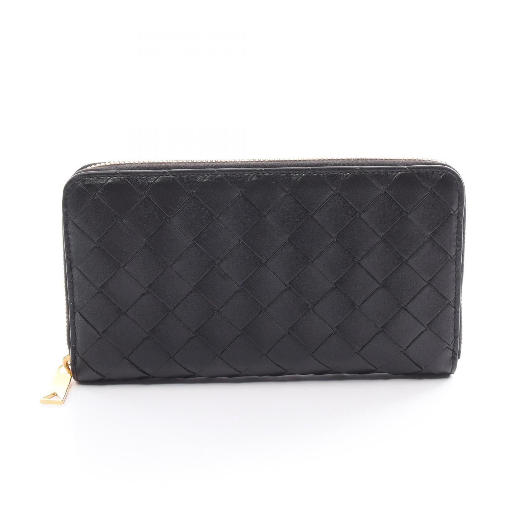 Bottega Veneta Bottega Veneta Intrecciato Round Zipper Long Wallet Leather Black Size ONE SIZE - 1 Thumbnail