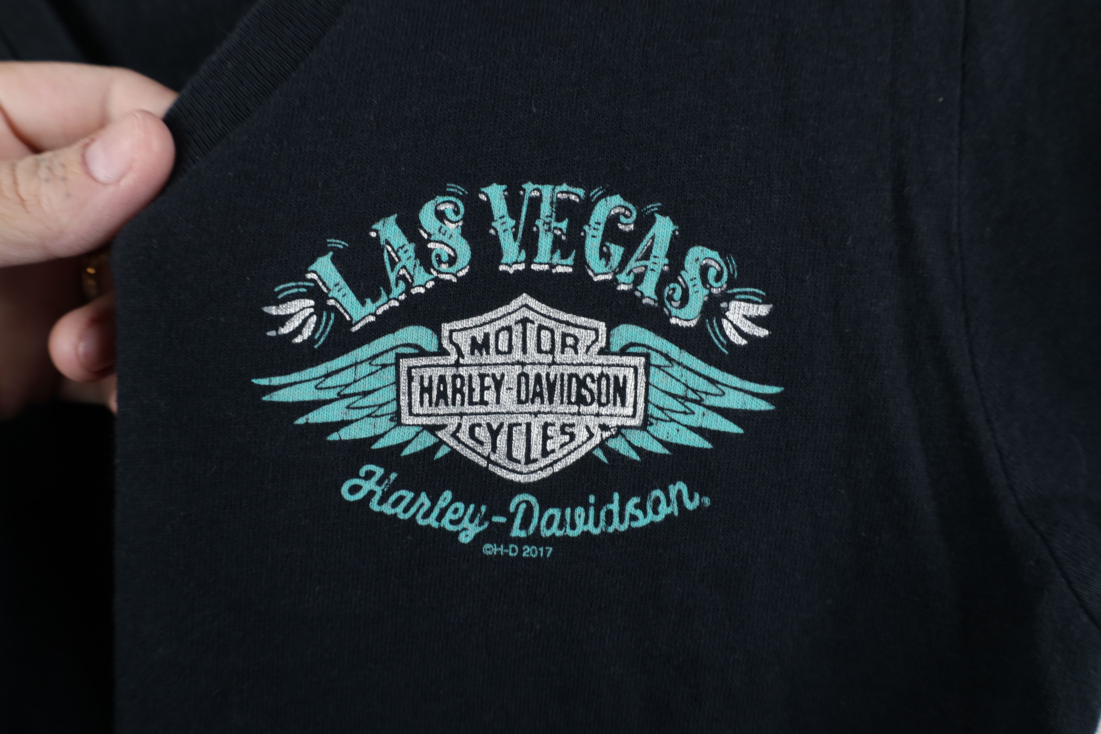 Harley Davidson Y2K Harley Davidson Spell Out Las Vegas Wings T-Shirt Black Size M / US 6-8 / IT 42-44 - 4 Thumbnail