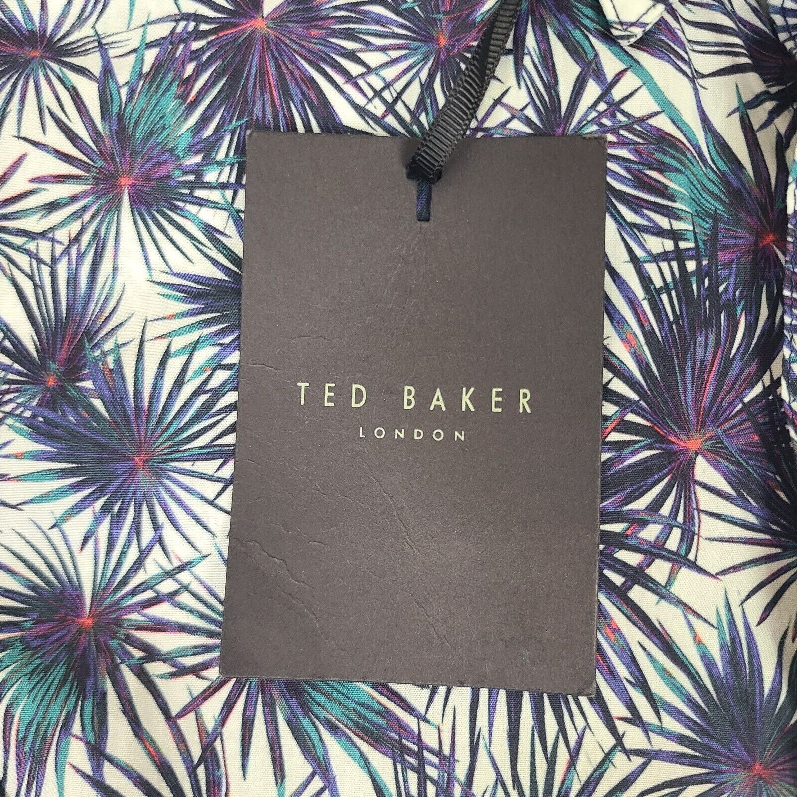 Ted Baker Ted Baker Mens Karaf Long Sleeve LS Palm Printed Dress Shirt Size US S / EU 44-46 / 1 - 3 Thumbnail