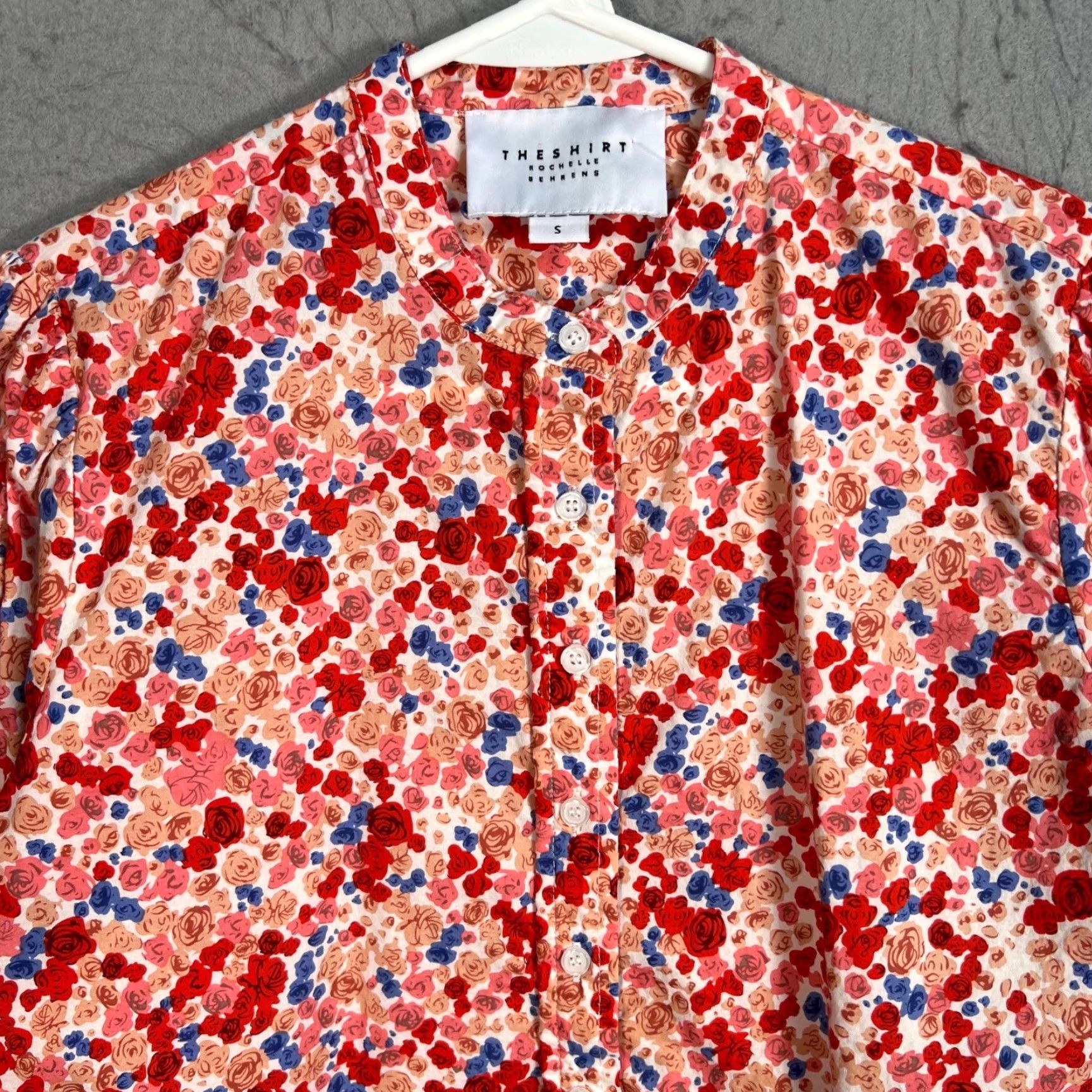 Vintage Rochelle Behrens Shirt Button-Up Long-Sleeve Floral Cotton Red Small Womens Size S / US 4 / IT 40 - 5 Thumbnail