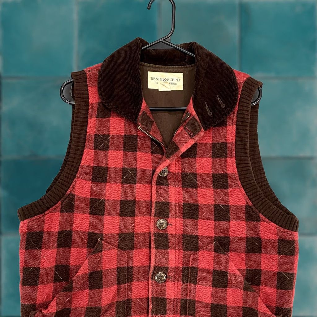 Ralph Lauren VINTAGE Ralph Lauren Denim & Supply Vest Mens M Red Buffalo Plaid Quilted Corduroy Size US M / EU 48-50 / 2 - 1 Thumbnail