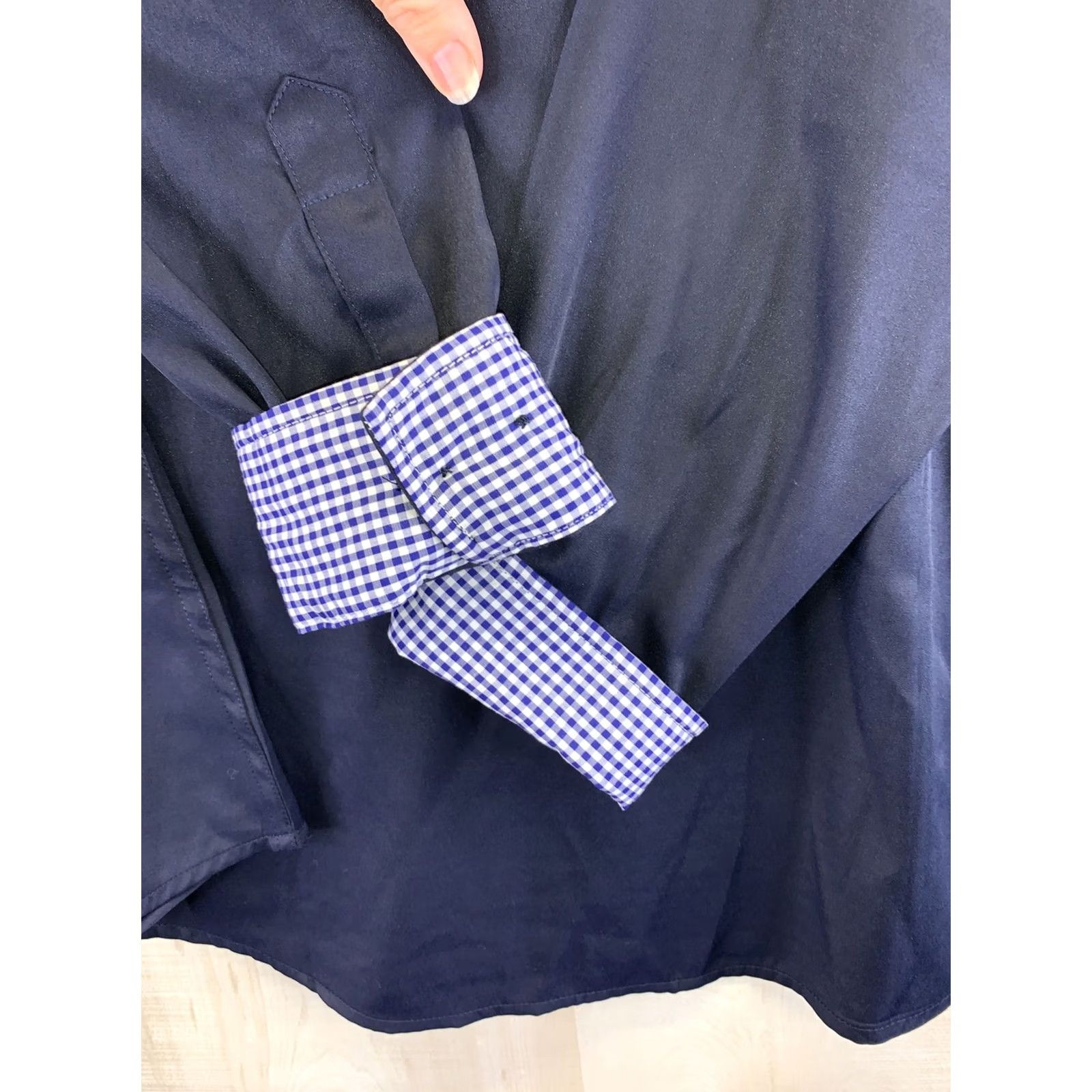 Vintage Emiqde Mens Navy Blue Slim Fit Dress Shirt XL NWT-7598 Size 46R - 8 Thumbnail