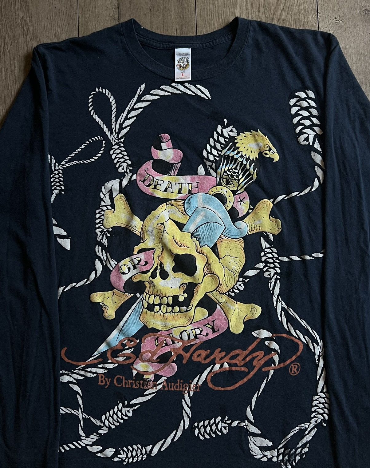 Ed Hardy × Vintage Ed Hardy Rare Navy Blue Graphic Vintage Skull Longsleeve Size US L / EU 52-54 / 3 - 3 Thumbnail