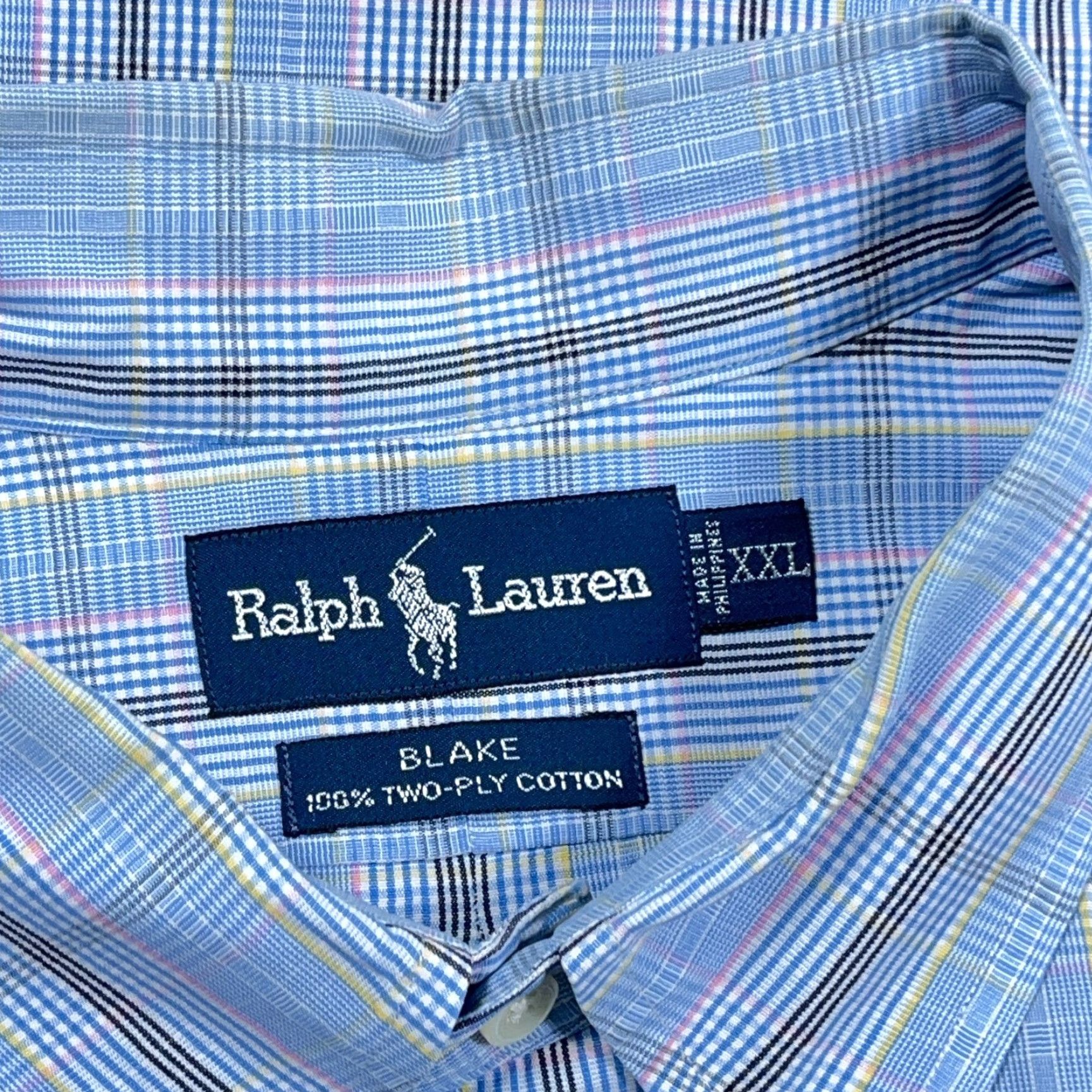 Ralph Lauren Ralph Lauren Shirt Men 2XL Blue Plaid Button-Up Blake Blake Two Ply Poplin Dress Button-Front Casual Size 48R - 3 Thumbnail