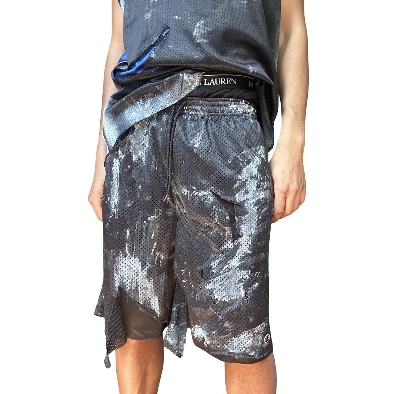 Starter ASTROBOI* Black Ripped Mesh Painted Basketball Shorts - XL Size US 34 / EU 50 - 1 Thumbnail