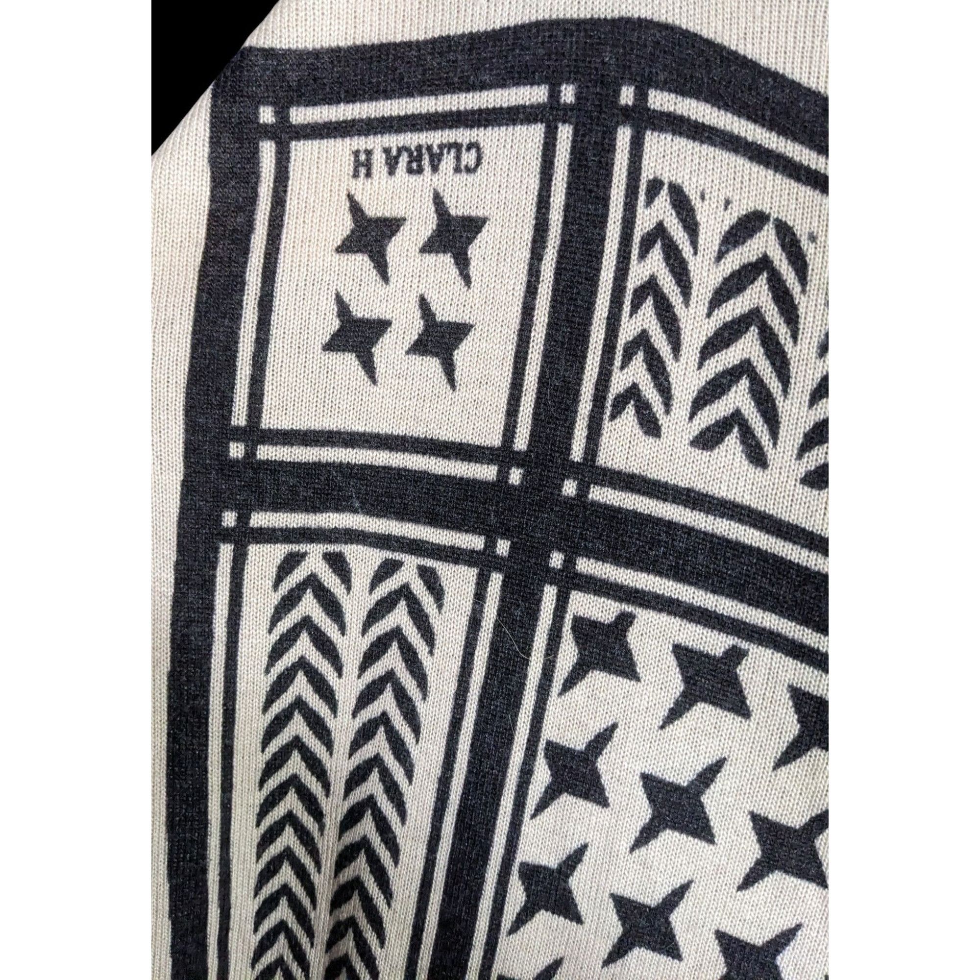 Other Clara H Star Pattern Beige & Black Knit Wrap Scarf Shawl 49x Size ONE SIZE - 6 Thumbnail