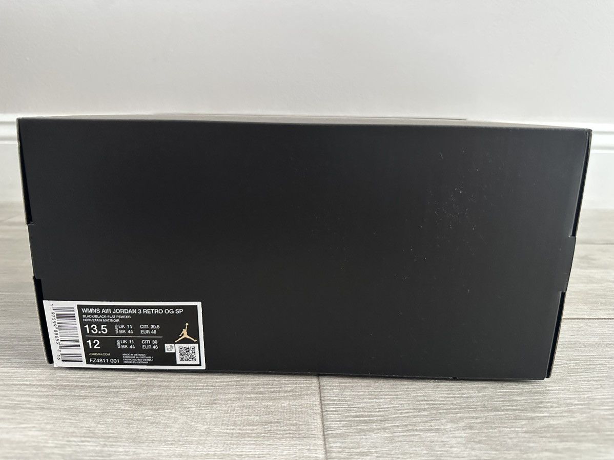 A Ma Maniere × Jordan Brand A Ma Maniere Jordan 3 Black Pewter Violet Ore Sz 13.5 W 12 M Size US 12 / EU 45 - 12 Thumbnail