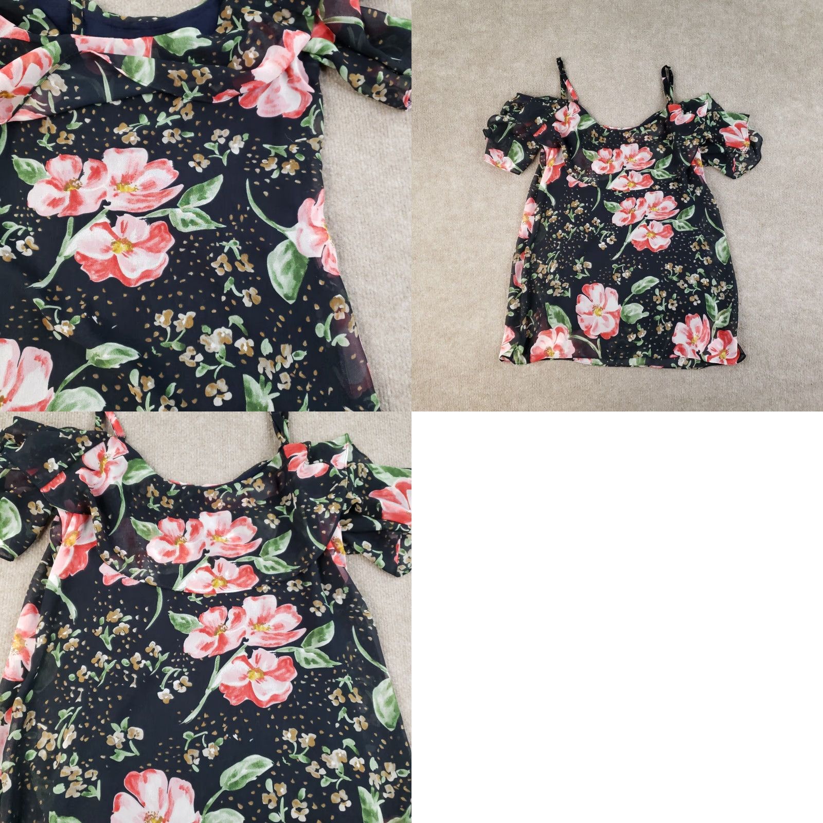 Vintage Cabi Top Tunic Womens XS Blue Lined Cold Shoulder Straps Floral Lightweight Size XS / US 0-2 / IT 36-38 - 8 Thumbnail